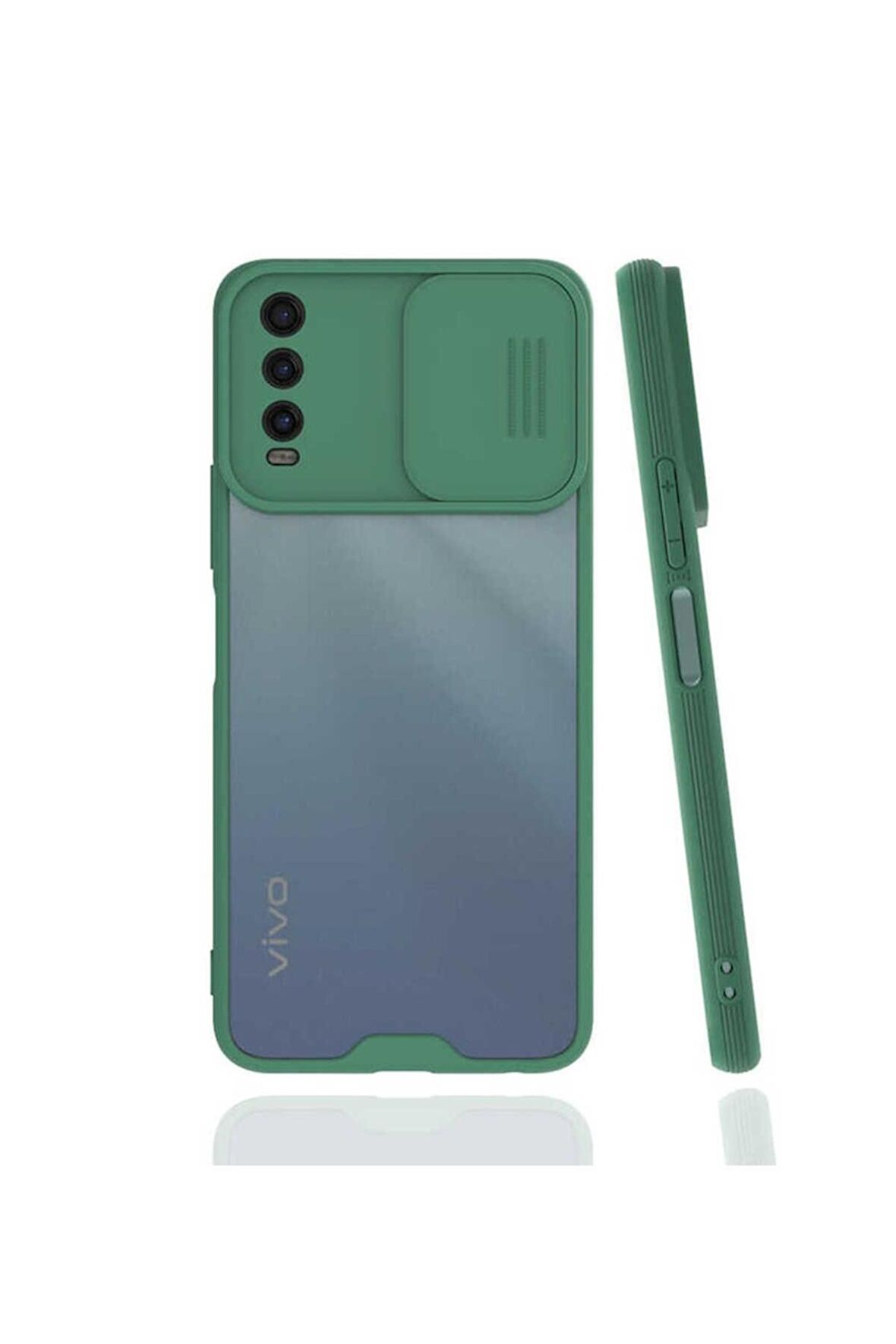 Vivo Y20S Uyumlu Kılıf Lensi Kapak Koyu Yeşil