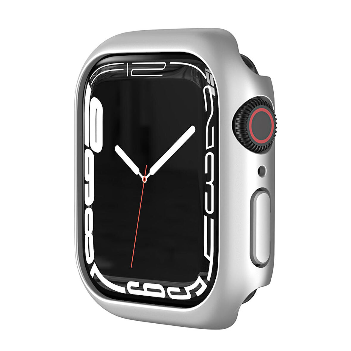 Apple Watch 45 Mm Uyumlu Kasa Ve Ekran Koruyucu Sert Silikon Renkli 360 Sert Pc Gard 07 Gümüş