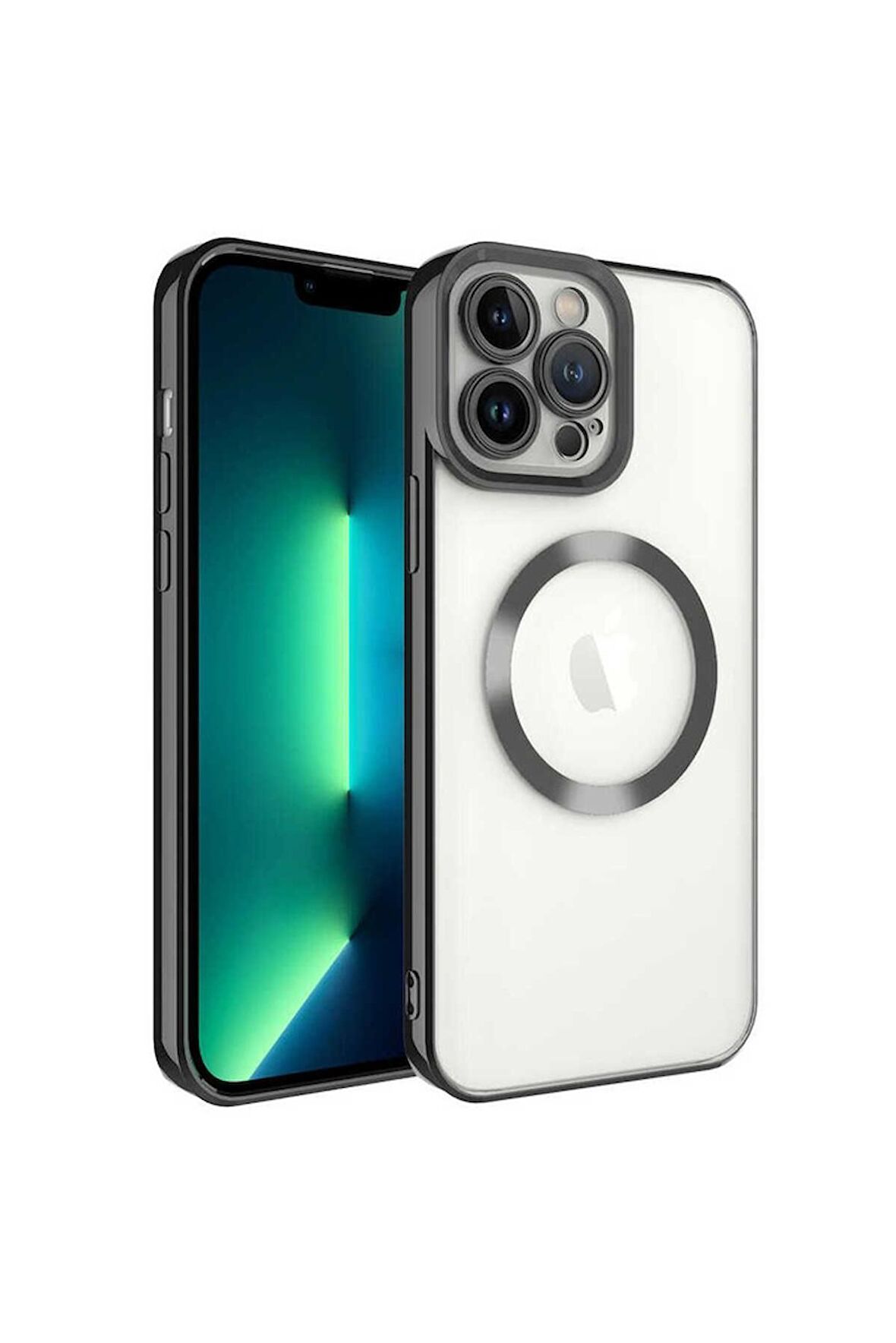 Apple iPhone 13 Pro Max Uyumlu Kılıf Magsafe Wireless Şarj Özellikli Setro Silikon Siyah