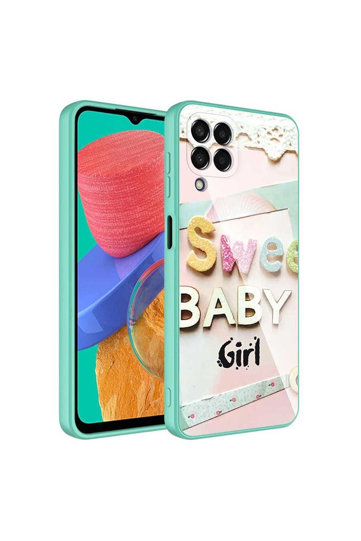 Samsung Galaxy M33 Uyumlu Kılıf Kamera Korumalı Desenli Sert Silikon Epoksi Kapak NO5