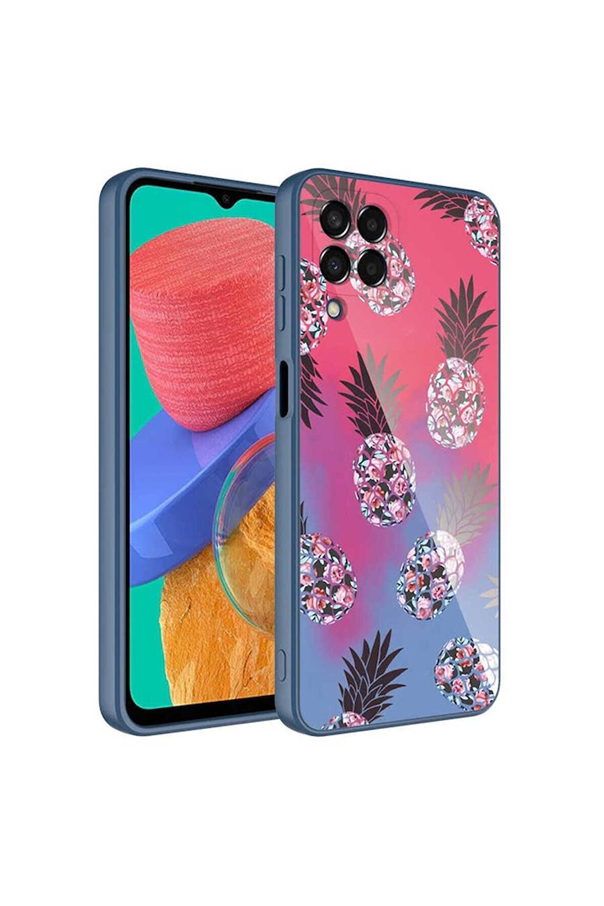 Samsung Galaxy M33 Uyumlu Kılıf Kamera Korumalı Desenli Sert Silikon Epoksi Kapak NO3