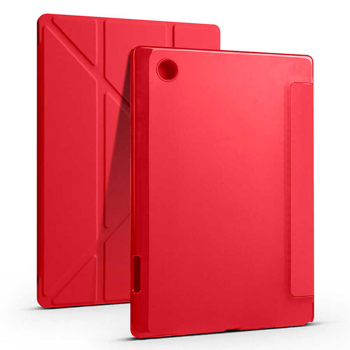 Samsung Galaxy Tab A8 10.5 X200 (2021) Uyumlu Tablet Kılıf Tri Folding Kalem Bölmeli Kılıf Kırmızı