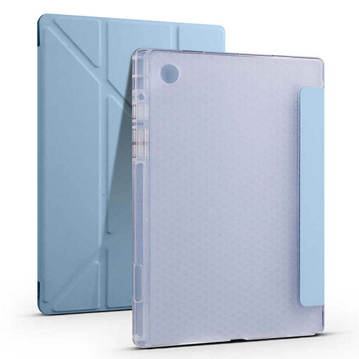 Samsung Galaxy Tab A8 10.5 X200 (2021) Uyumlu Tablet Kılıf Tri Folding Kalem Bölmeli Kılıf Mavi