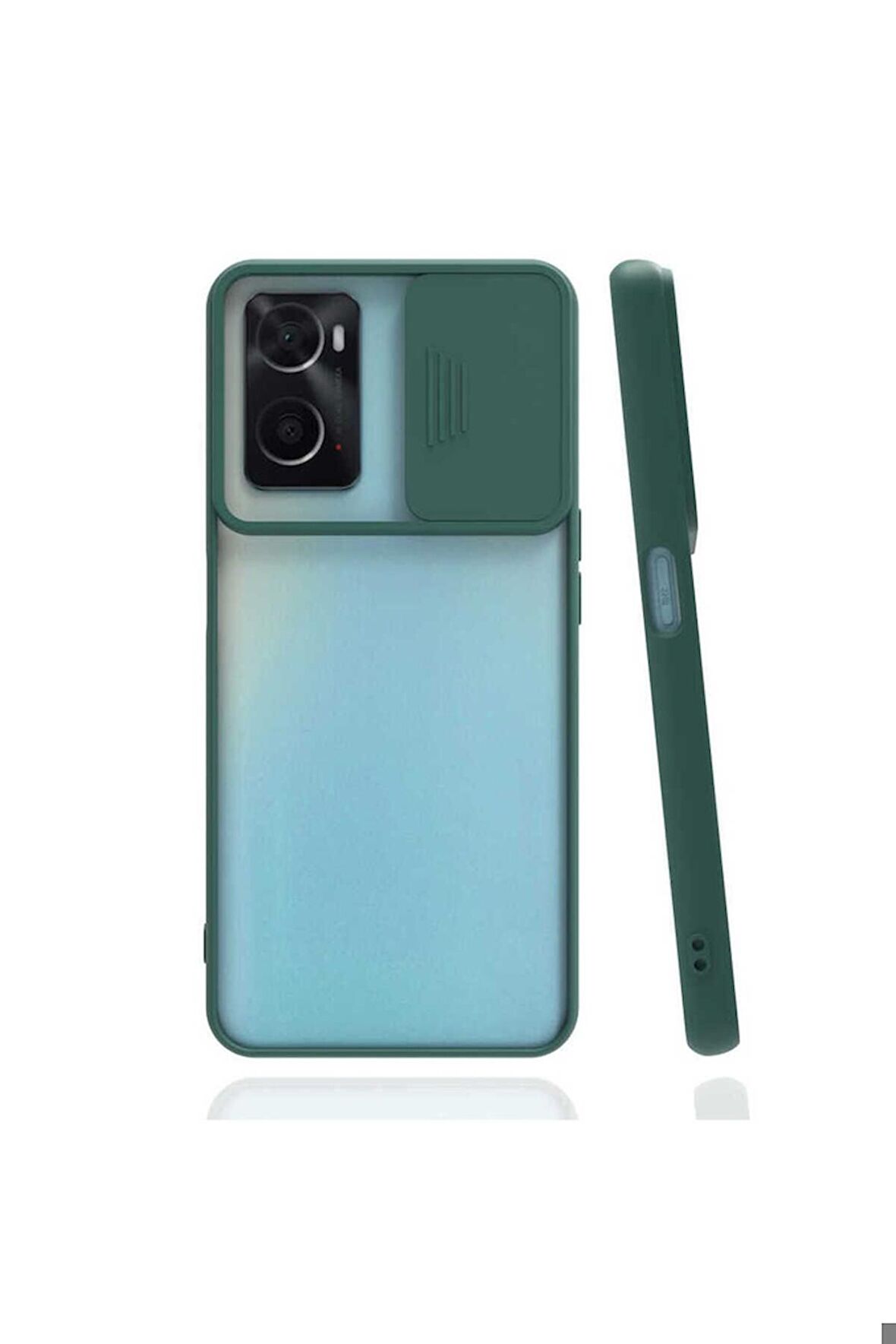Oppo A96 4G Uyumlu Kılıf Lensi Kapak Koyu Yeşil