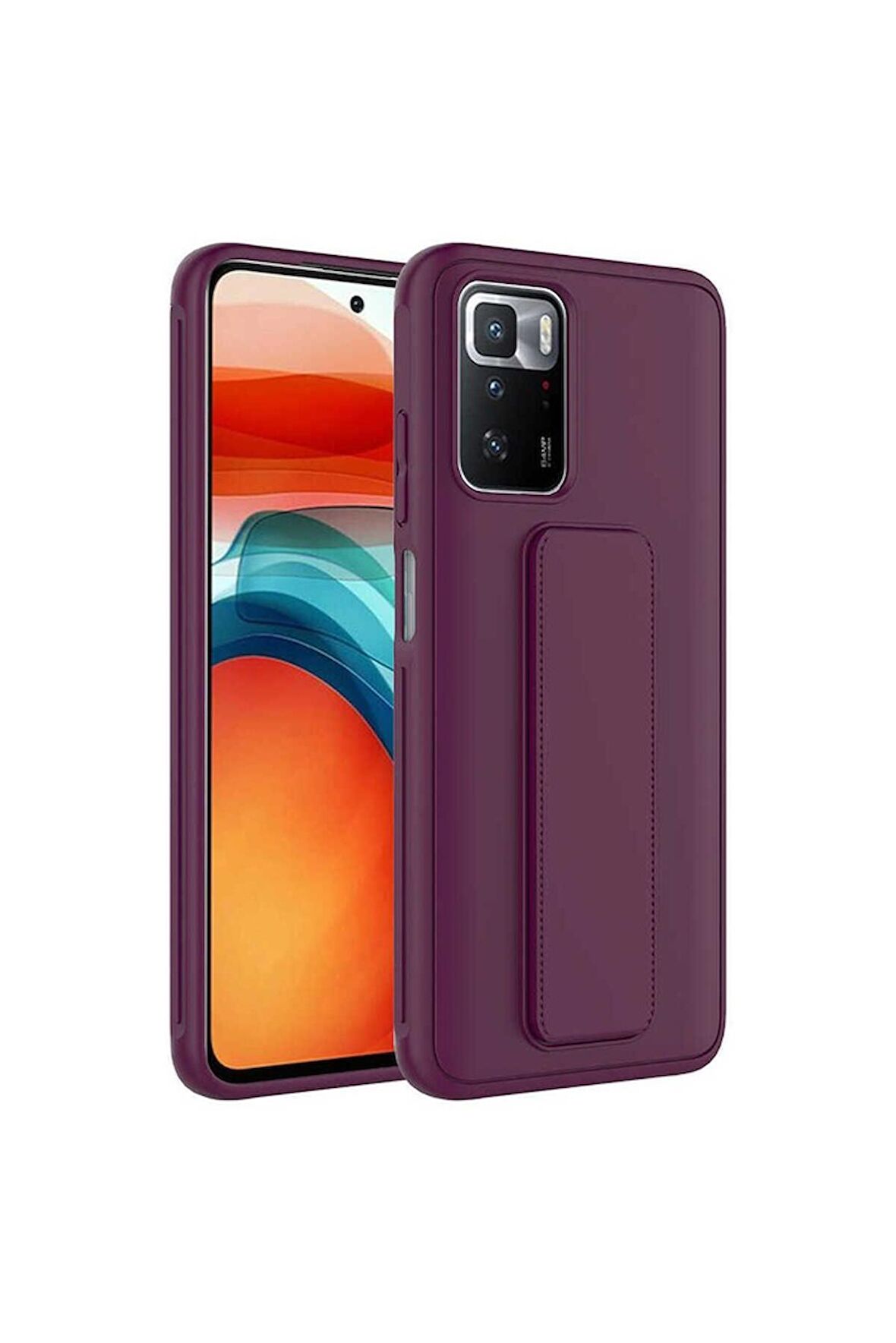 Xiaomi Redmi 10 Uyumlu Kılıf Qstand Kapak Mürdüm