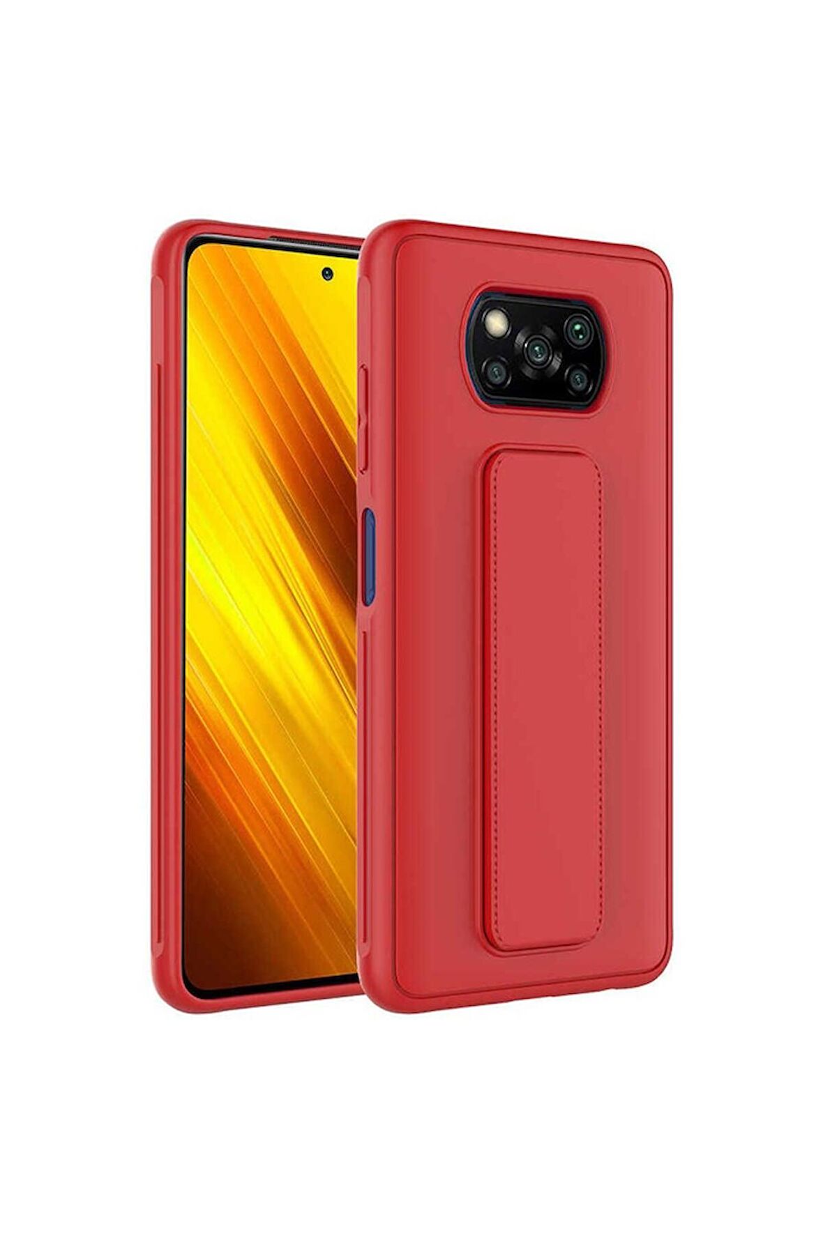 Xiaomi Poco X3 Uyumlu Kılıf Qstand Kapak Kırmızı