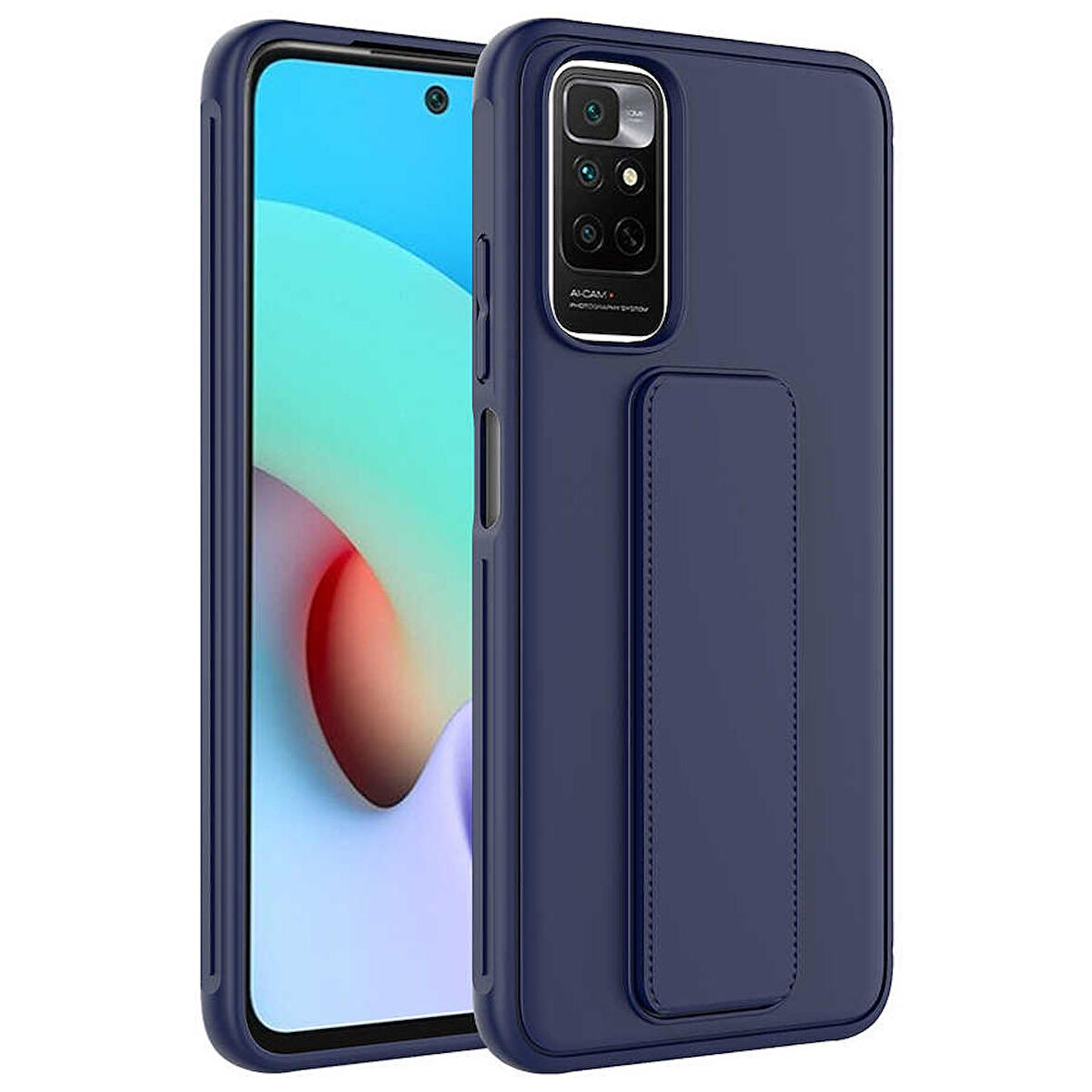 Xiaomi Redmi Note 11 Global Uyumlu Kılıf Qstand Kapak Lacivert