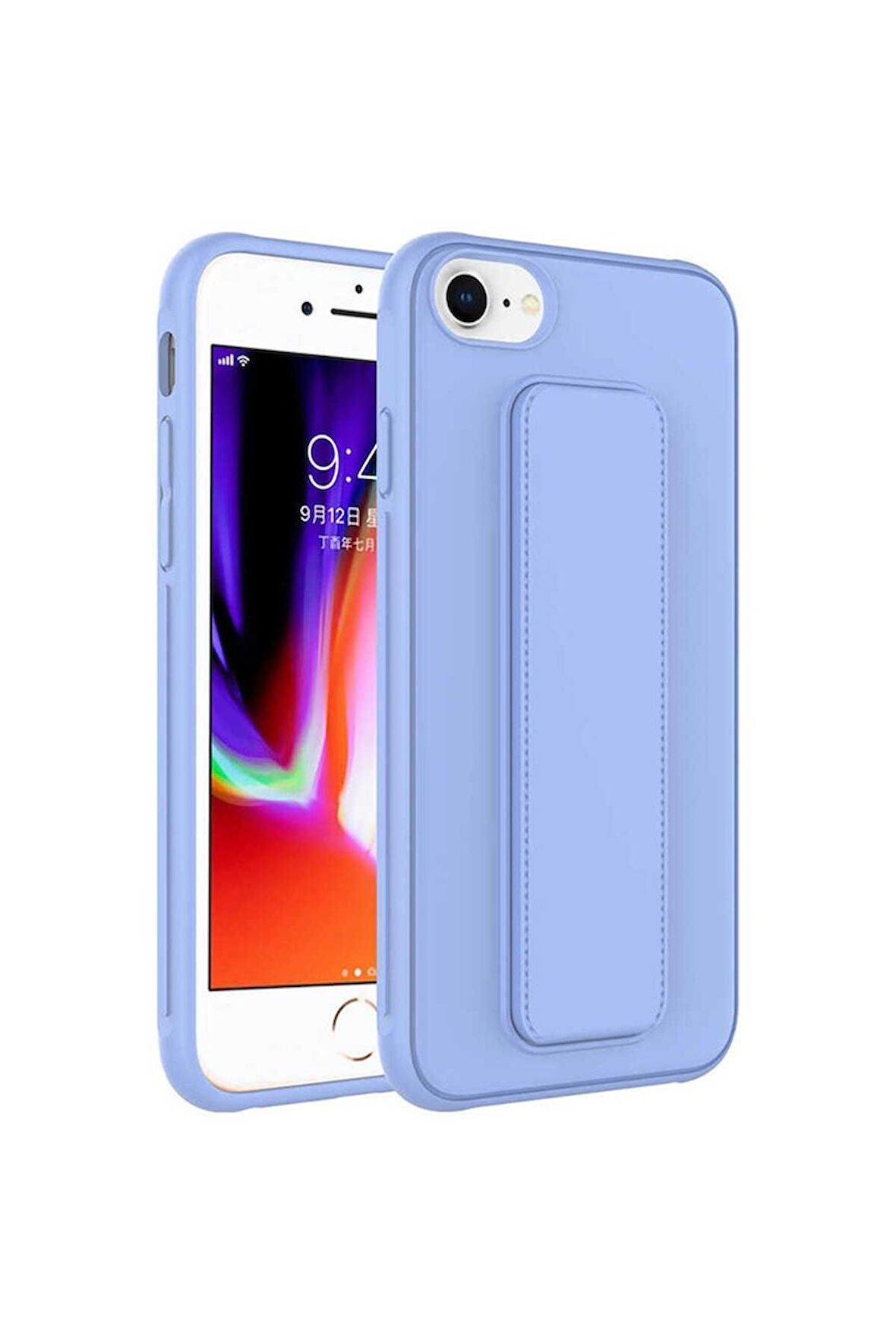 Apple iPhone 8 Uyumlu Kılıf Qstand Kapak Lila