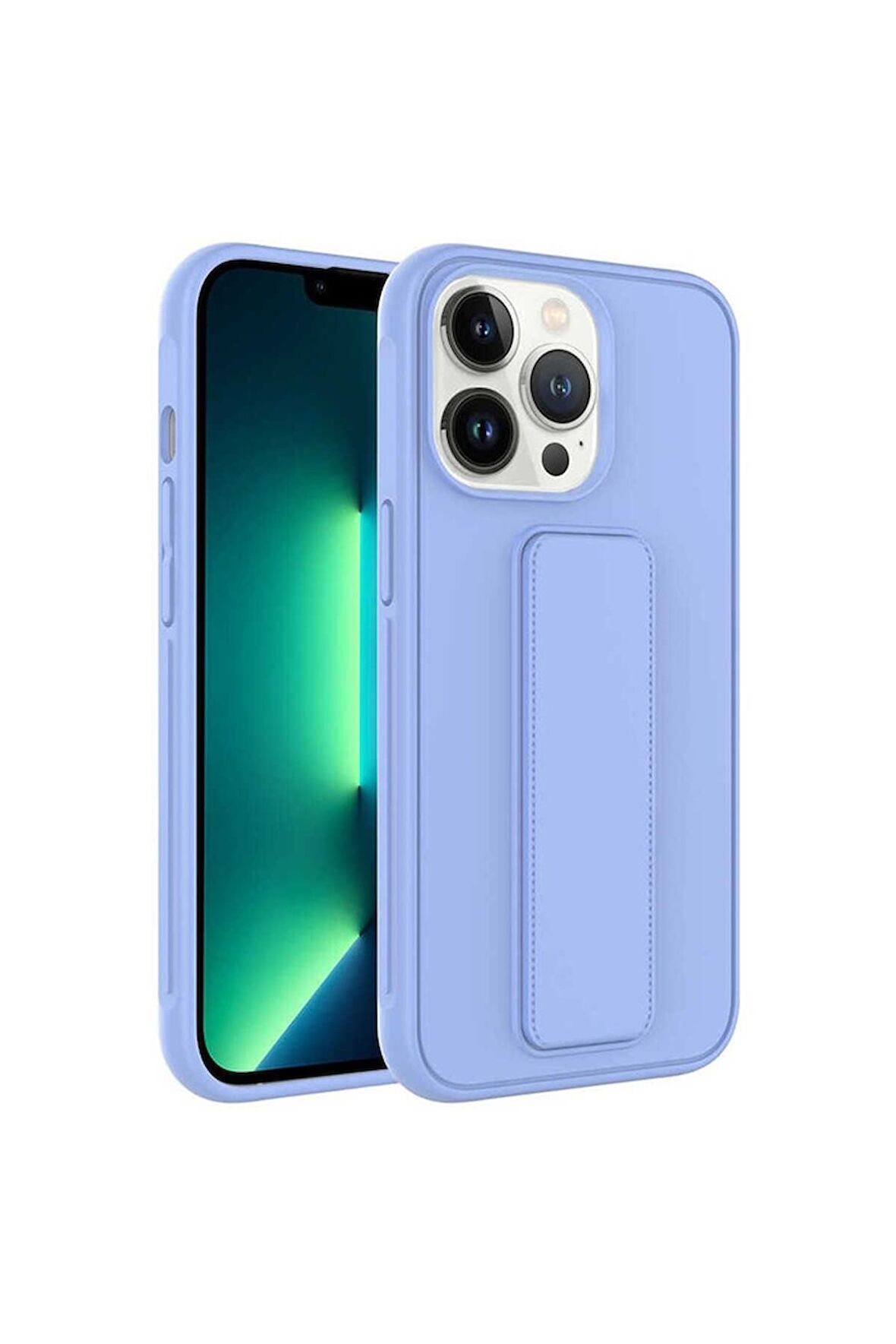 Apple iPhone 13 Pro Max Uyumlu Kılıf Qstand Kapak Lila