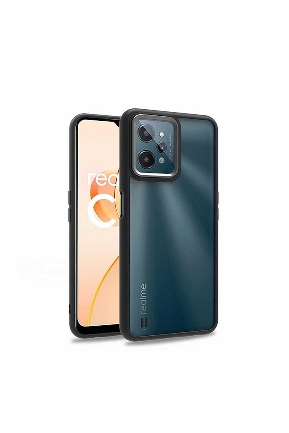 Realme C31 Uyumlu Kılıf Flora Kapak Siyah