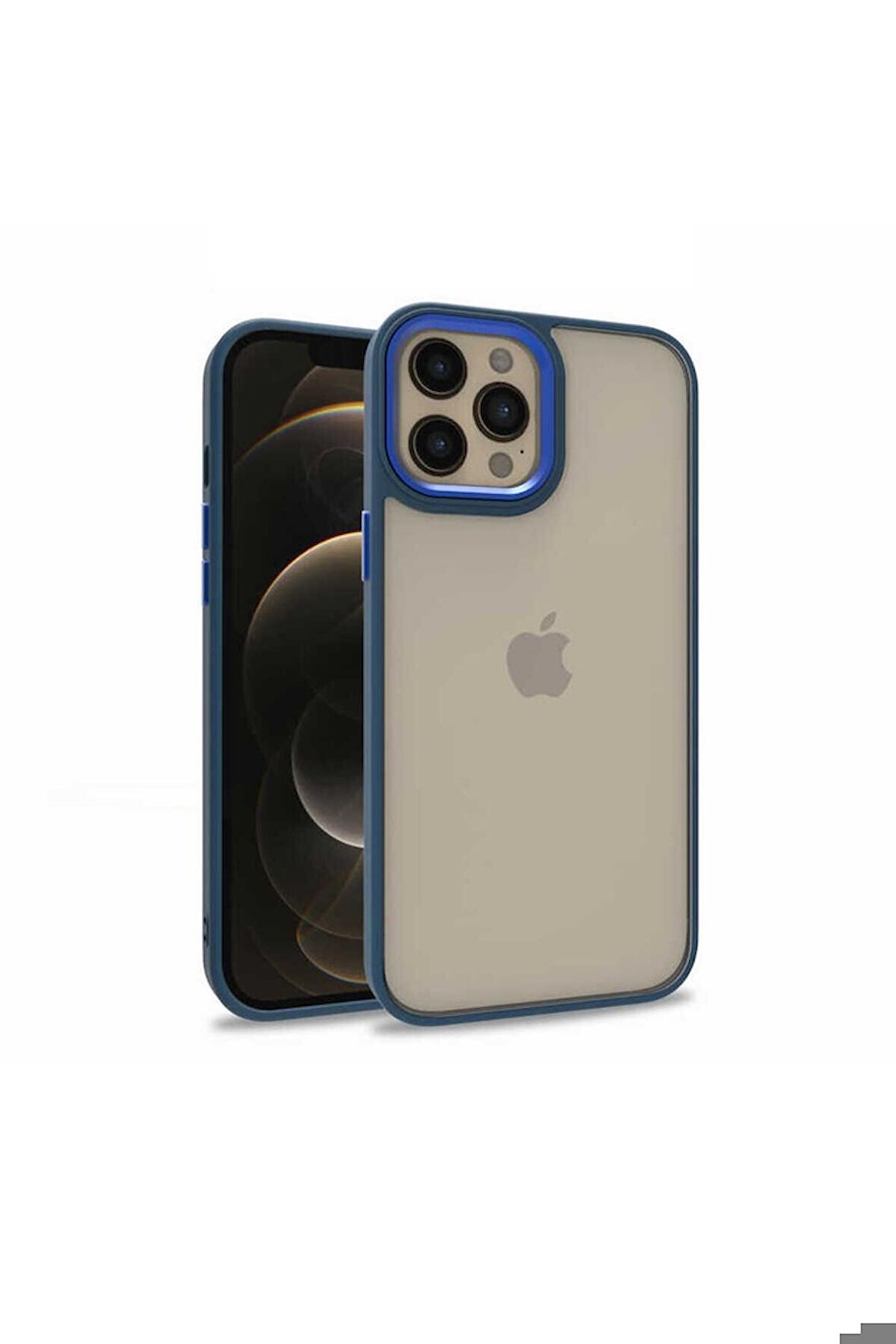 Apple iPhone 12 Pro Max Uyumlu Kılıf Flora Kapak Mavi