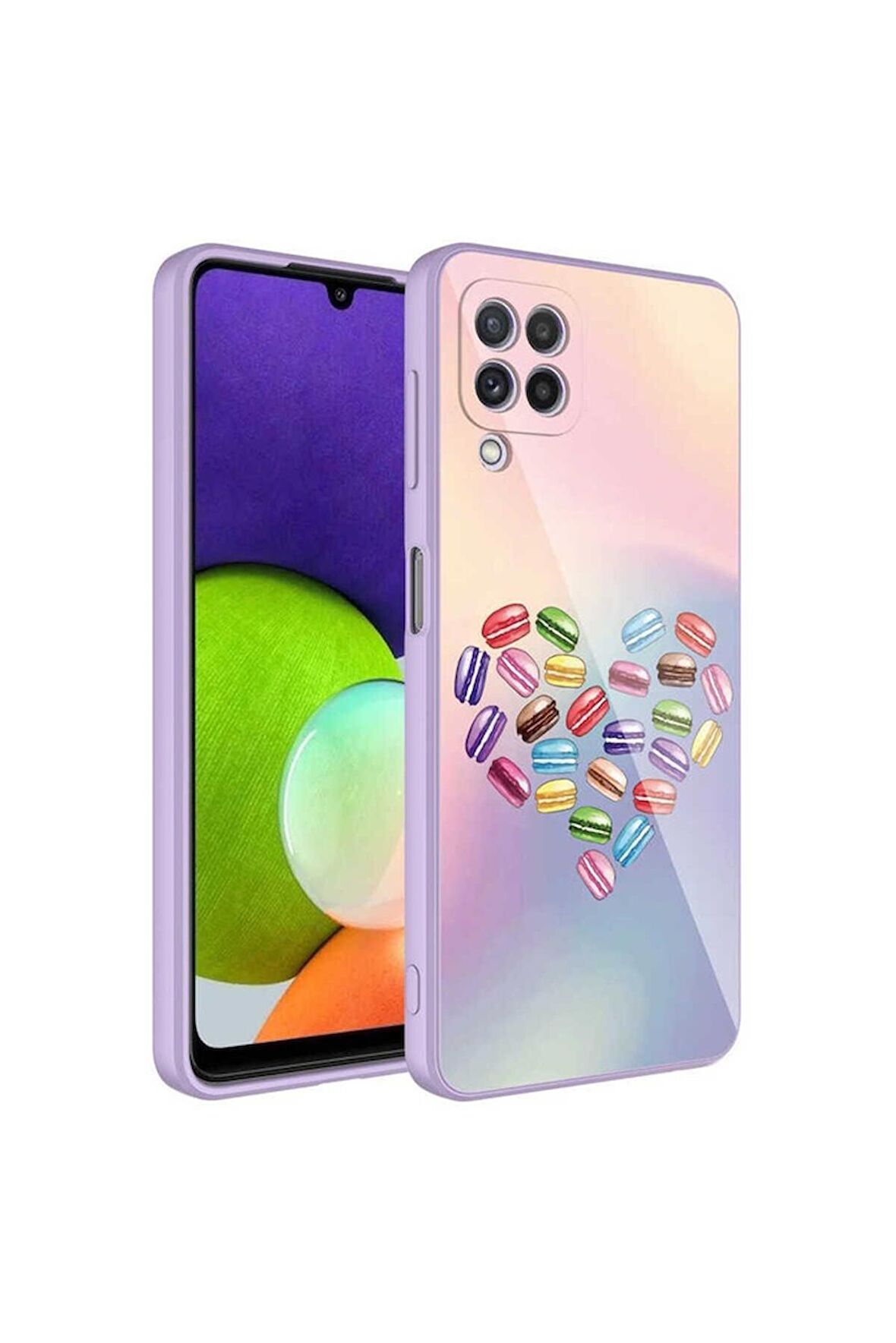Samsung Galaxy M22 Uyumlu Kılıf Kamera Korumalı Desenli Sert Silikon Epoksi Kapak NO1