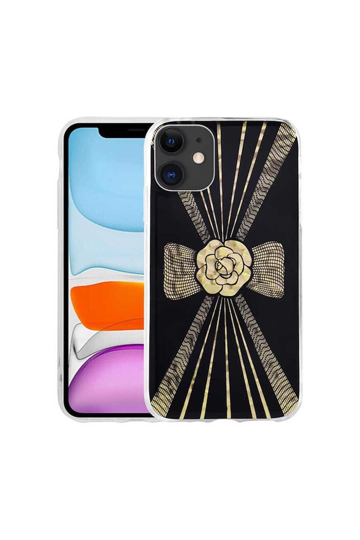 Apple iPhone 11 Uyumlu Kılıf Desenli Sert Elnov Kapak NO3