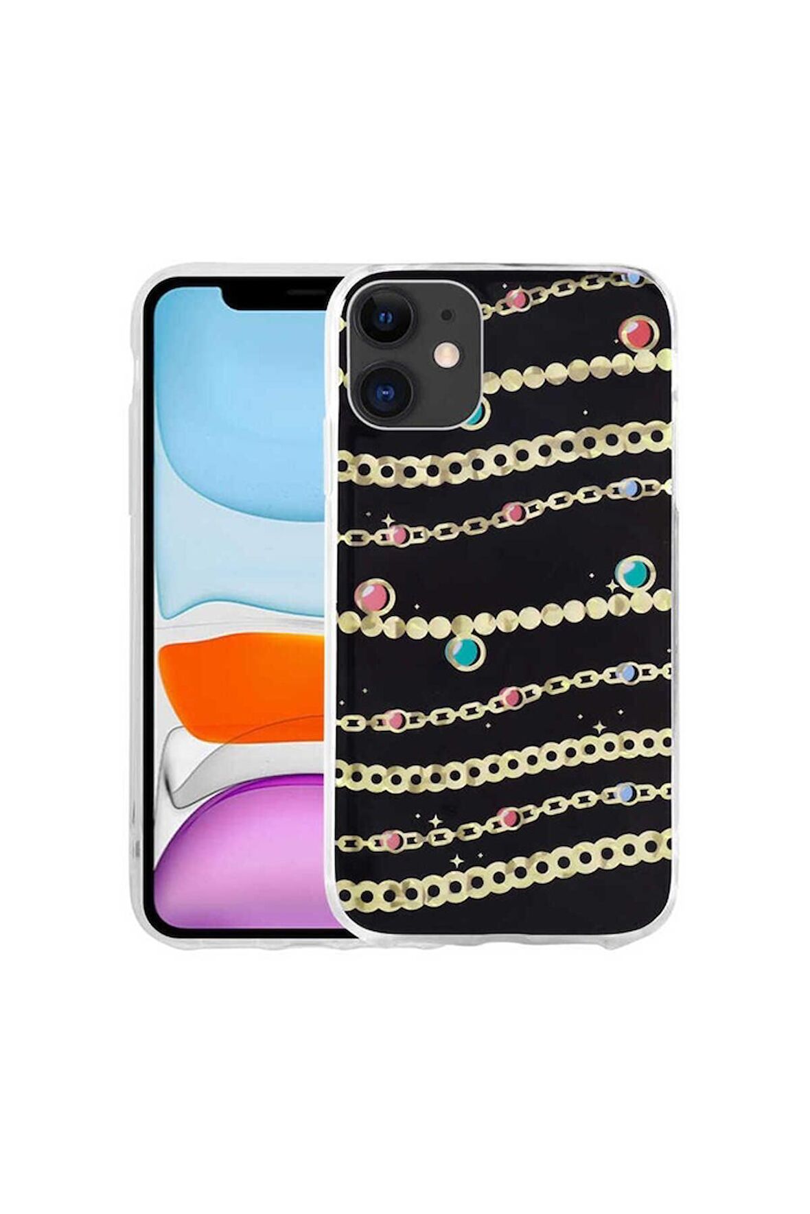 Apple iPhone 11 Uyumlu Kılıf Desenli Sert Elnov Kapak NO5