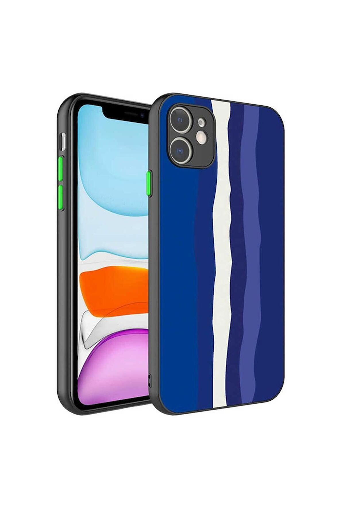 Apple iPhone 11 Uyumlu Kılıf Kamera Korumalı Renkli Temperli X-Cam Kapak NO6