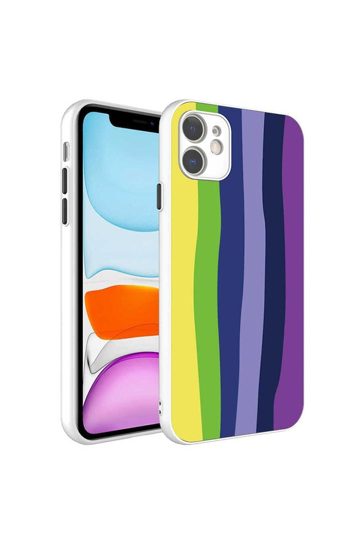 Apple iPhone 11 Uyumlu Kılıf Kamera Korumalı Renkli Temperli X-Cam Kapak NO3