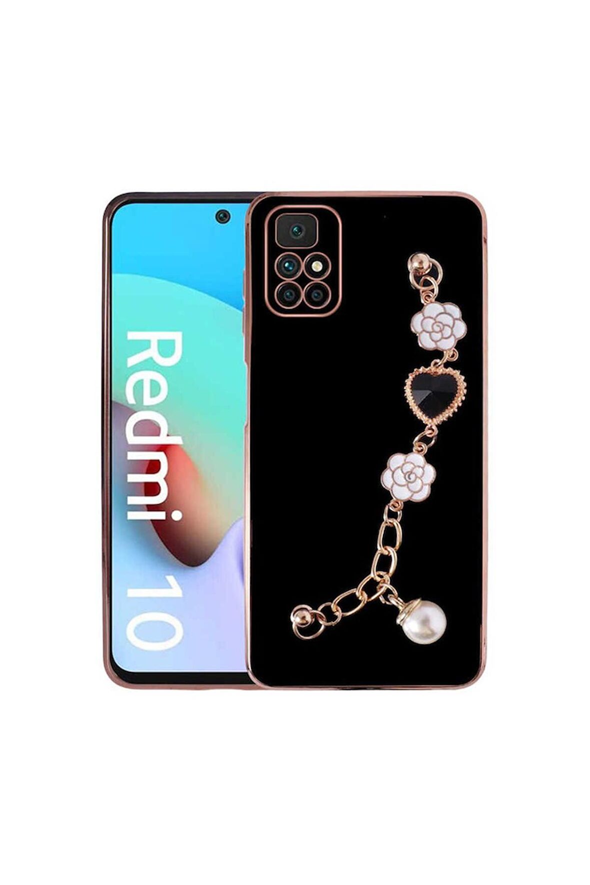 Xiaomi Redmi 10 Uyumlu Kılıf El Tutamaçlı Kamera Korumalı Taka Silikon Kapak Siyah