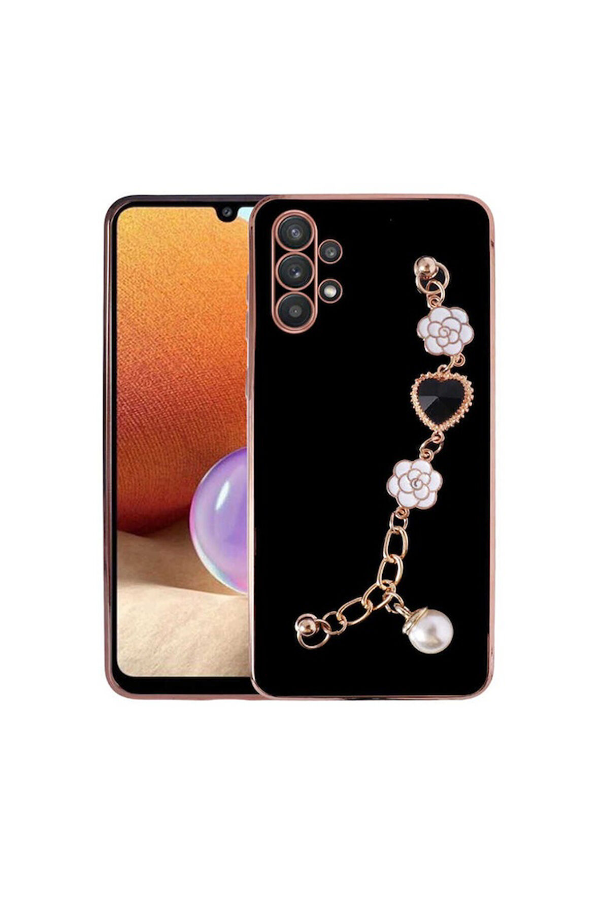 Samsung Galaxy A32 4G Uyumlu Kılıf El Tutamaçlı Kamera Korumalı Taka Silikon Kapak Siyah