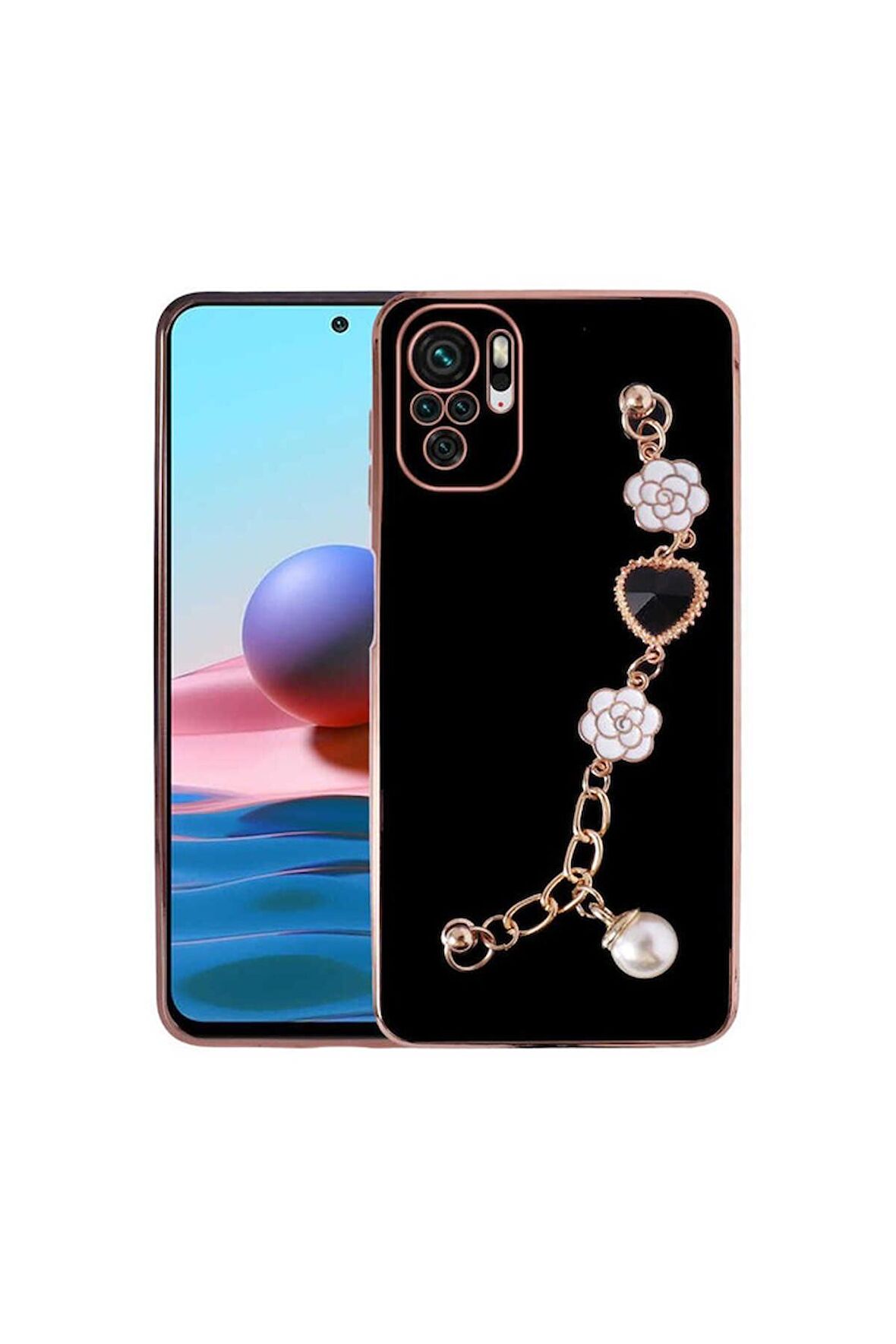 Xiaomi Redmi Note 10 Uyumlu Kılıf El Tutamaçlı Kamera Korumalı Taka Silikon Kapak Siyah