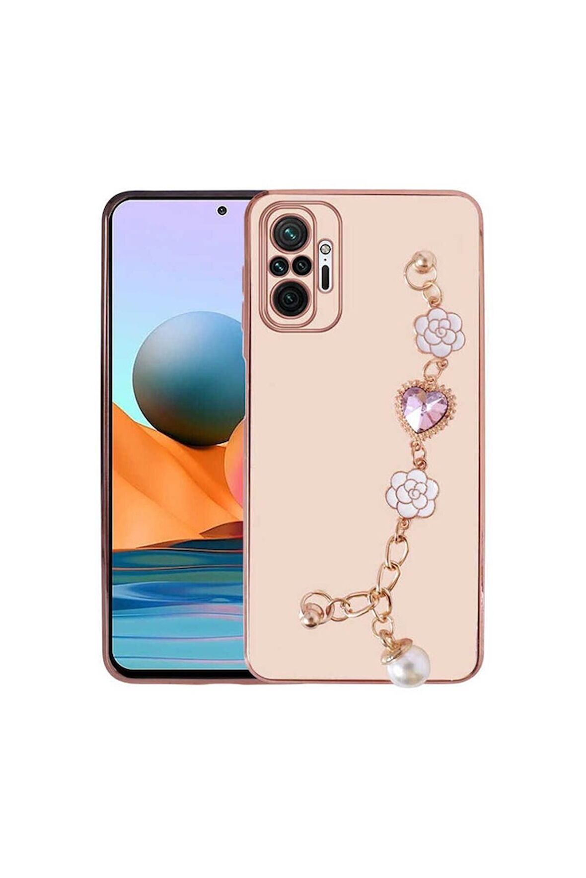 Xiaomi Redmi Note 10 Pro Uyumlu Kılıf El Tutamaçlı Kamera Korumalı Taka Silikon Kapak Pembe