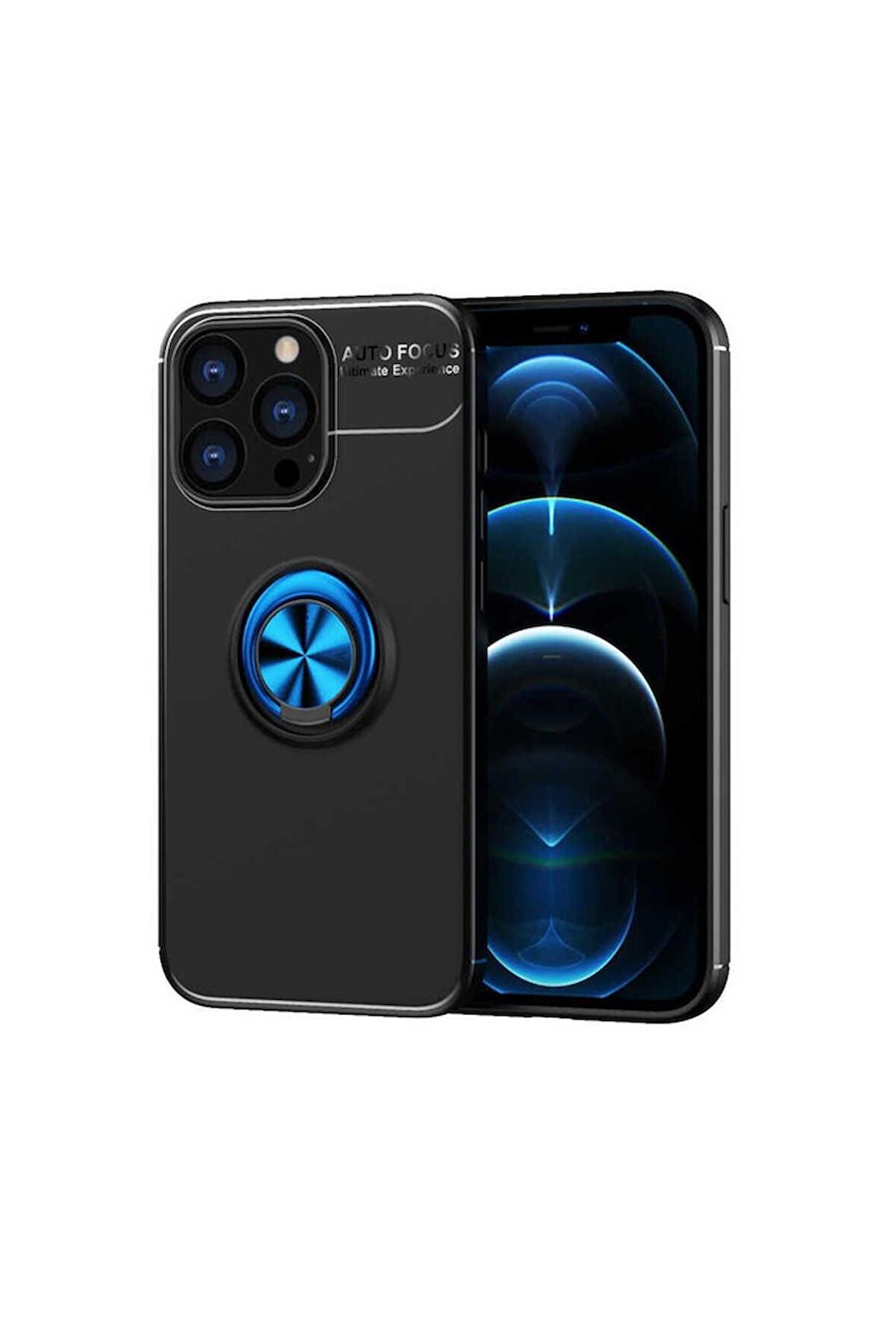 Apple iPhone 14 Pro Max Uyumlu Kılıf Ravel Silikon Kapak Siyah-Mavi