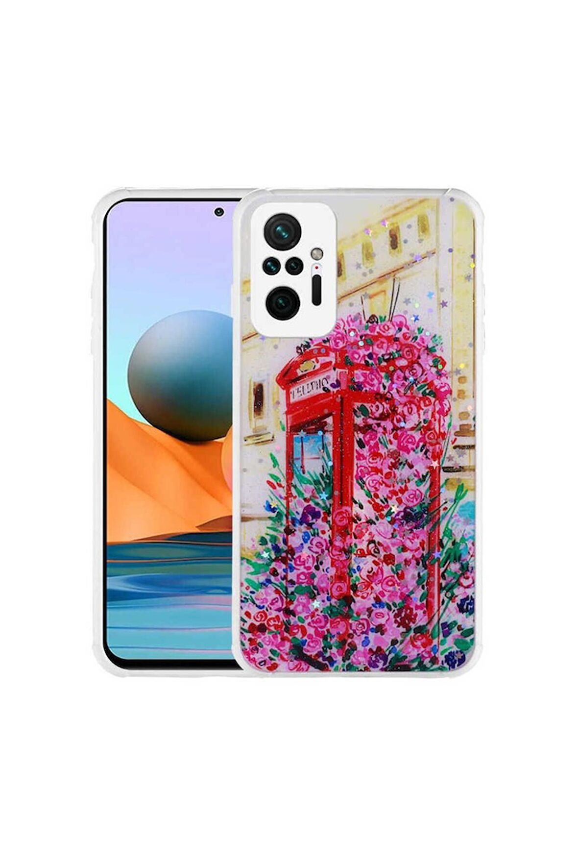 Xiaomi Redmi Note 10 Pro Uyumlu Kılıf Simli Desenli Kamera Korumalı Parlak Popy Kapak Kulübe