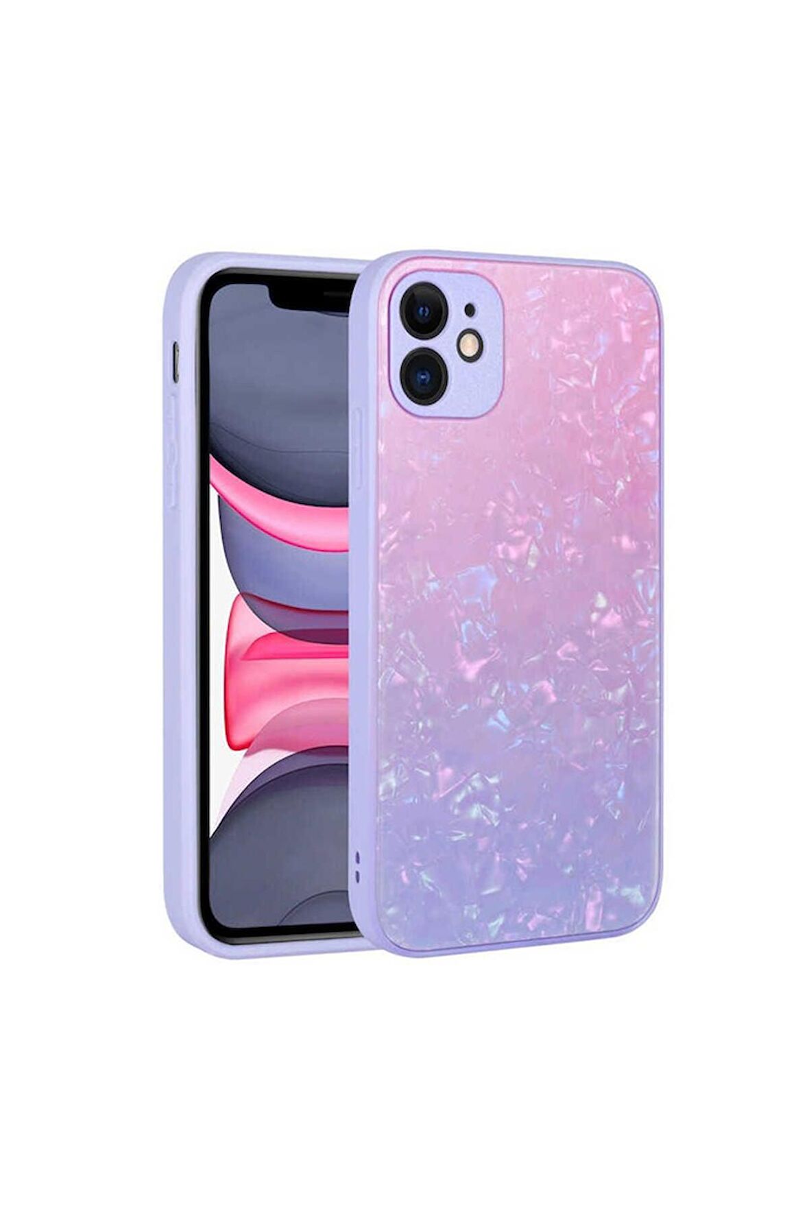 Apple iPhone 11 Uyumlu Kılıf Renk Geçişli Mermer Desenli Sert Silikon Granit Kapak NO2