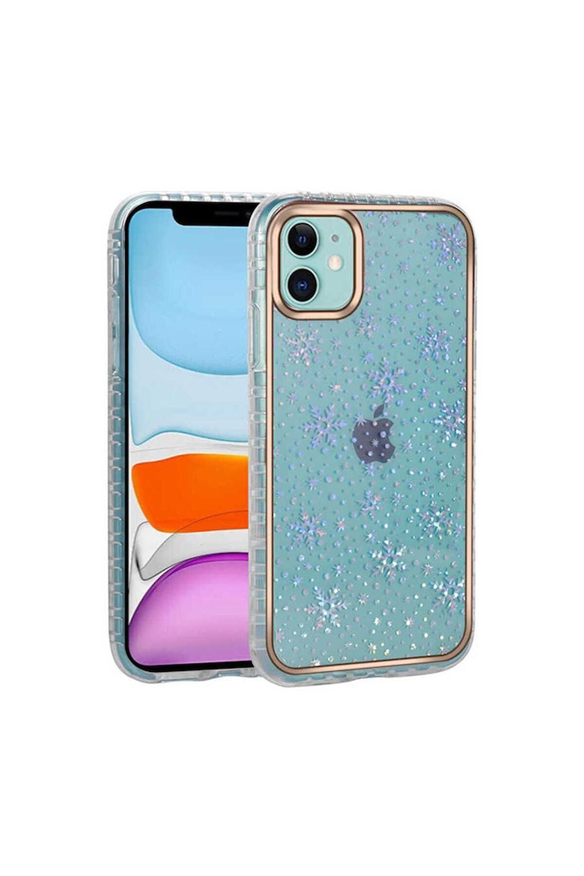 Apple iPhone 11 Uyumlu Kılıf Desenli Parlayan Transparan Avva Kapak NO13