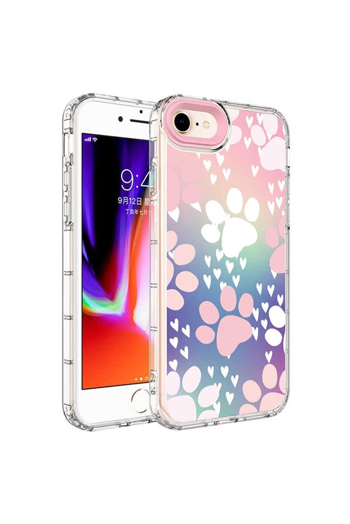 Apple iPhone 7 Uyumlu Kılıf Kamera Korumalı Renkli Desenli Sert Silikon Korn Kapak NO7