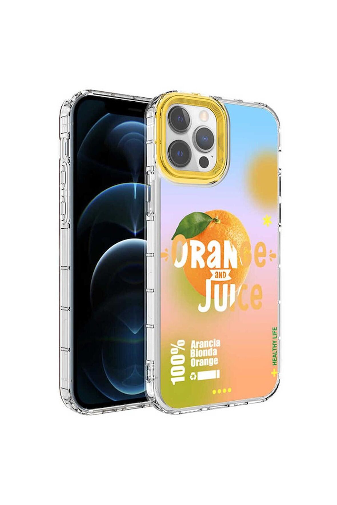 Apple iPhone 13 Pro Uyumlu Kılıf Kamera Korumalı Renkli Desenli Sert Silikon Korn Kapak NO3