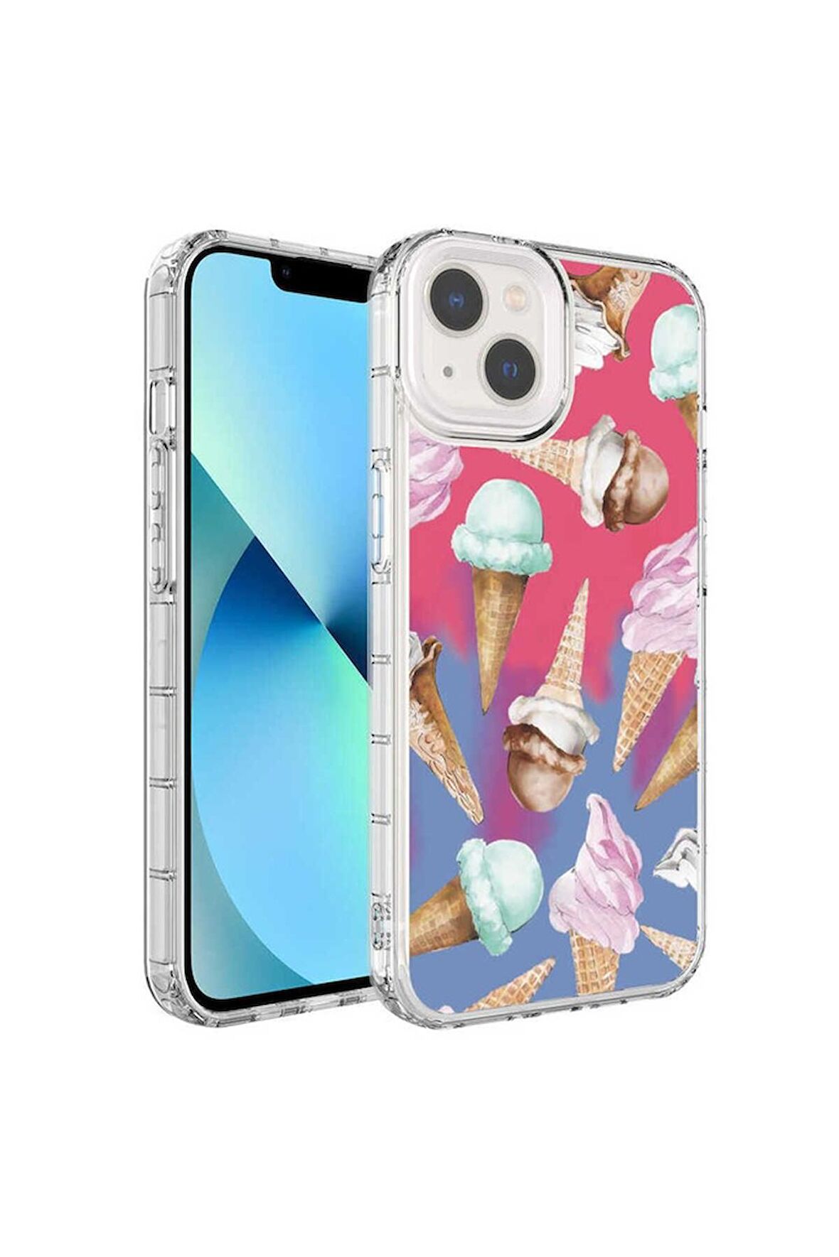 Apple iPhone 14 Plus Uyumlu Kılıf Kamera Korumalı Renkli Desenli Sert Silikon Korn Kapak NO9