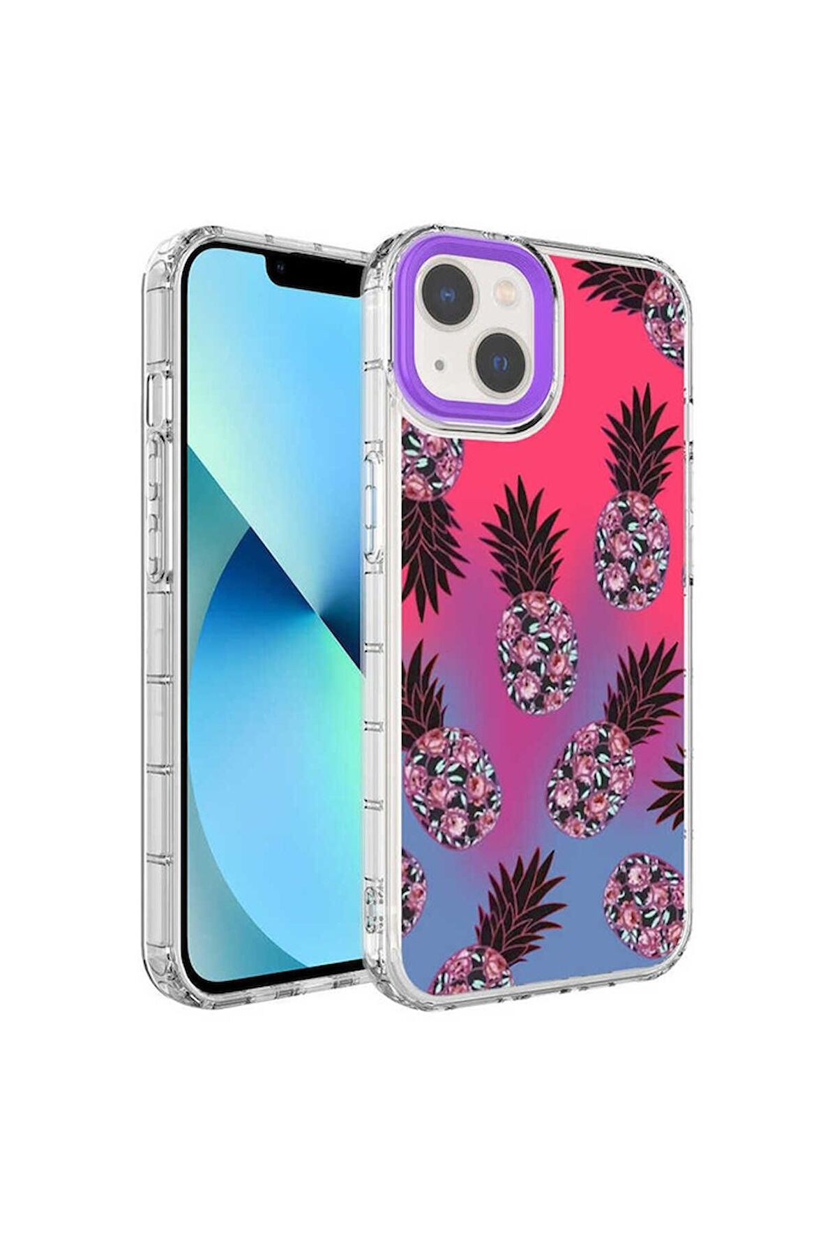 Apple iPhone 14 Plus Uyumlu Kılıf Kamera Korumalı Renkli Desenli Sert Silikon Korn Kapak NO6