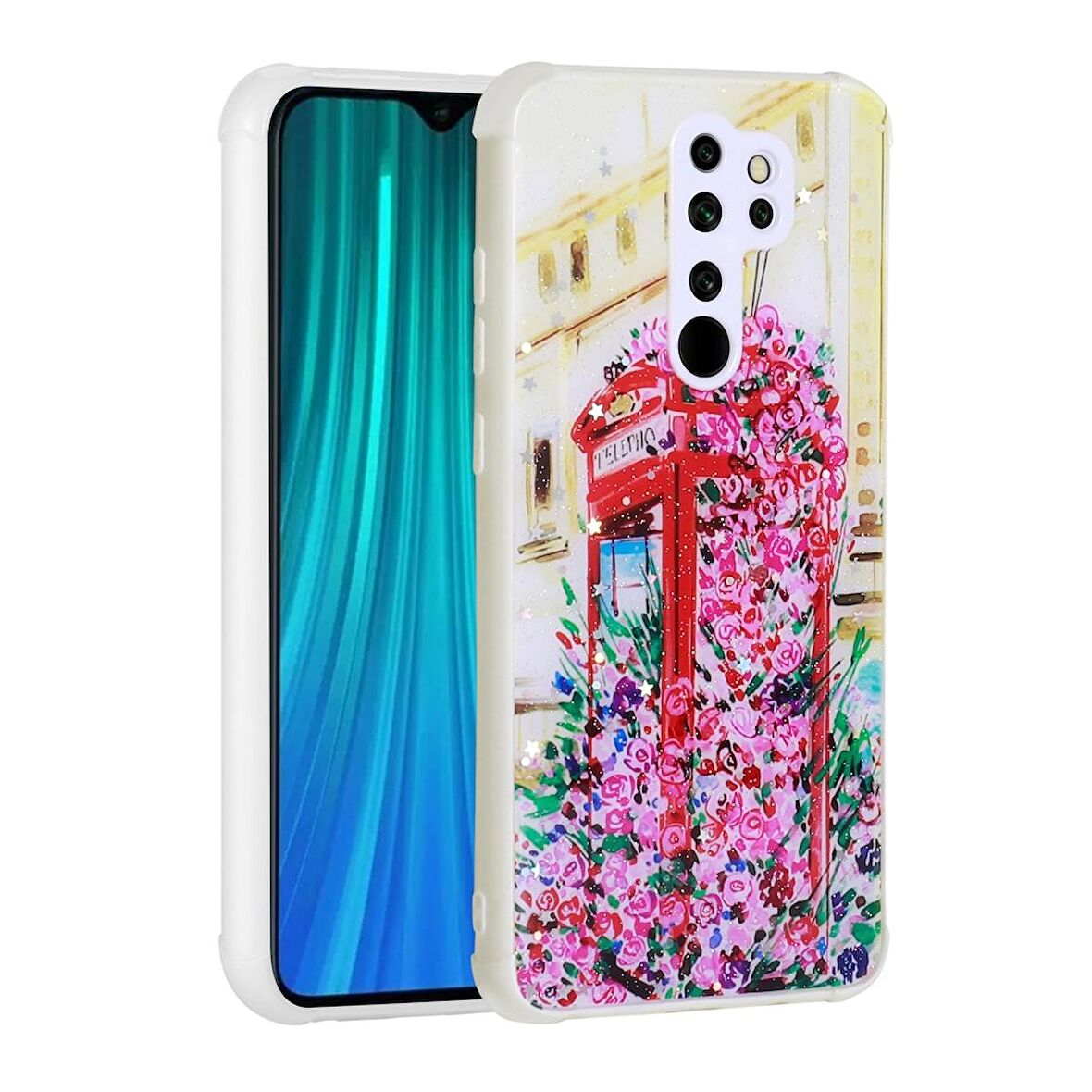 Xiaomi Redmi Note 8 Pro Uyumlu Kılıf Simli Desenli Kamera Korumalı Parlak Popy Kapak Kulübe