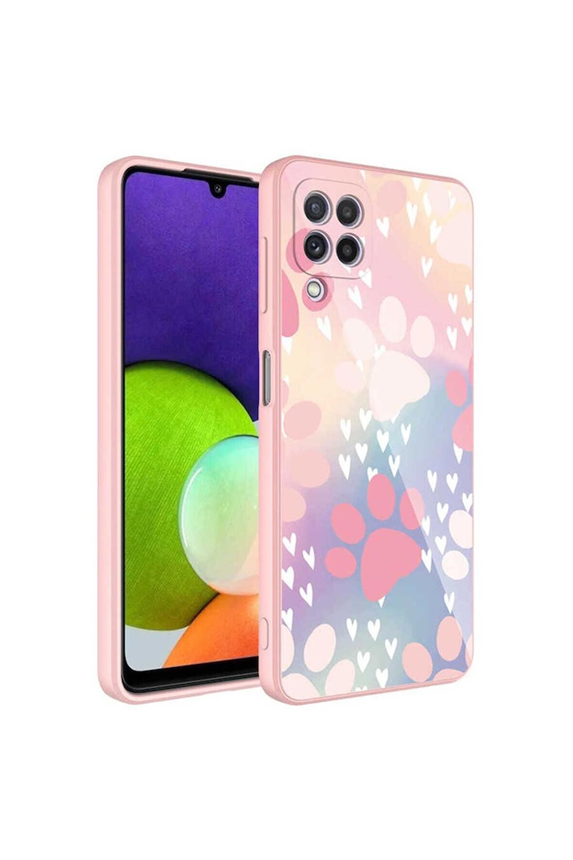 Samsung Galaxy M32 Uyumlu Kılıf Kamera Korumalı Desenli Sert Silikon Epoksi Kapak NO4