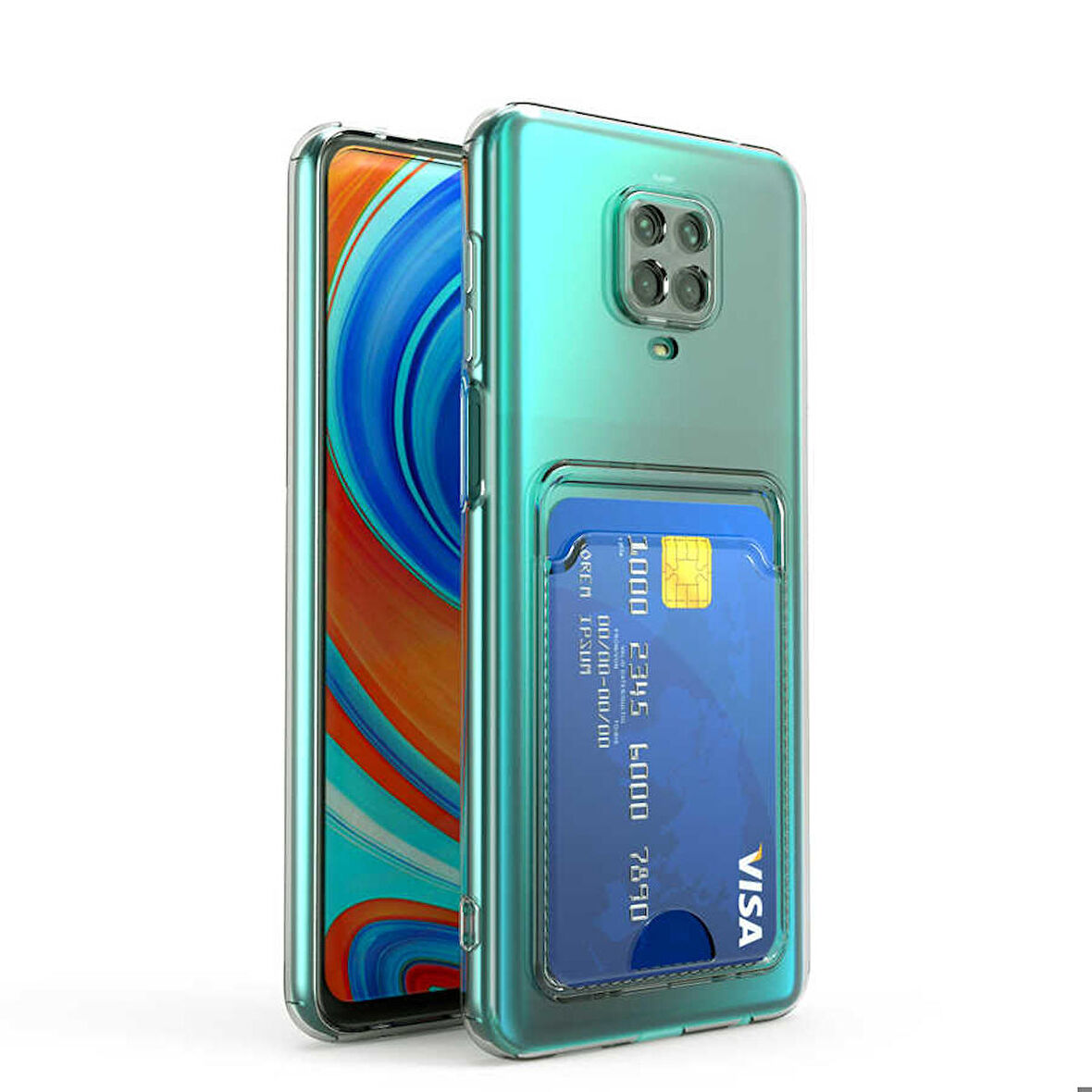 Xiaomi Redmi Note 9S Uyumlu Kılıf Kartlıklı Şeffaf Setra Clear Silikon Kapak