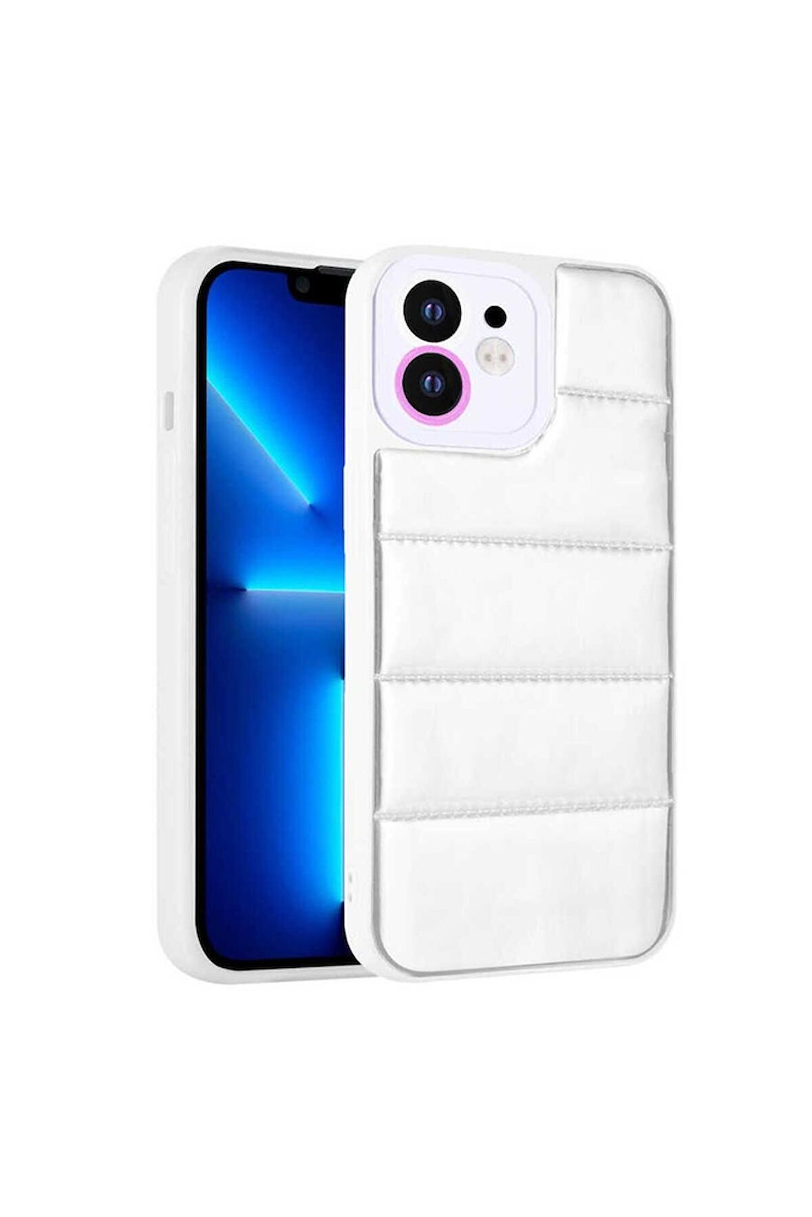 Apple iPhone 11 Uyumlu Kılıf Kamera Korumalı Airbagli Renkli Seksek Kapak Gümüş