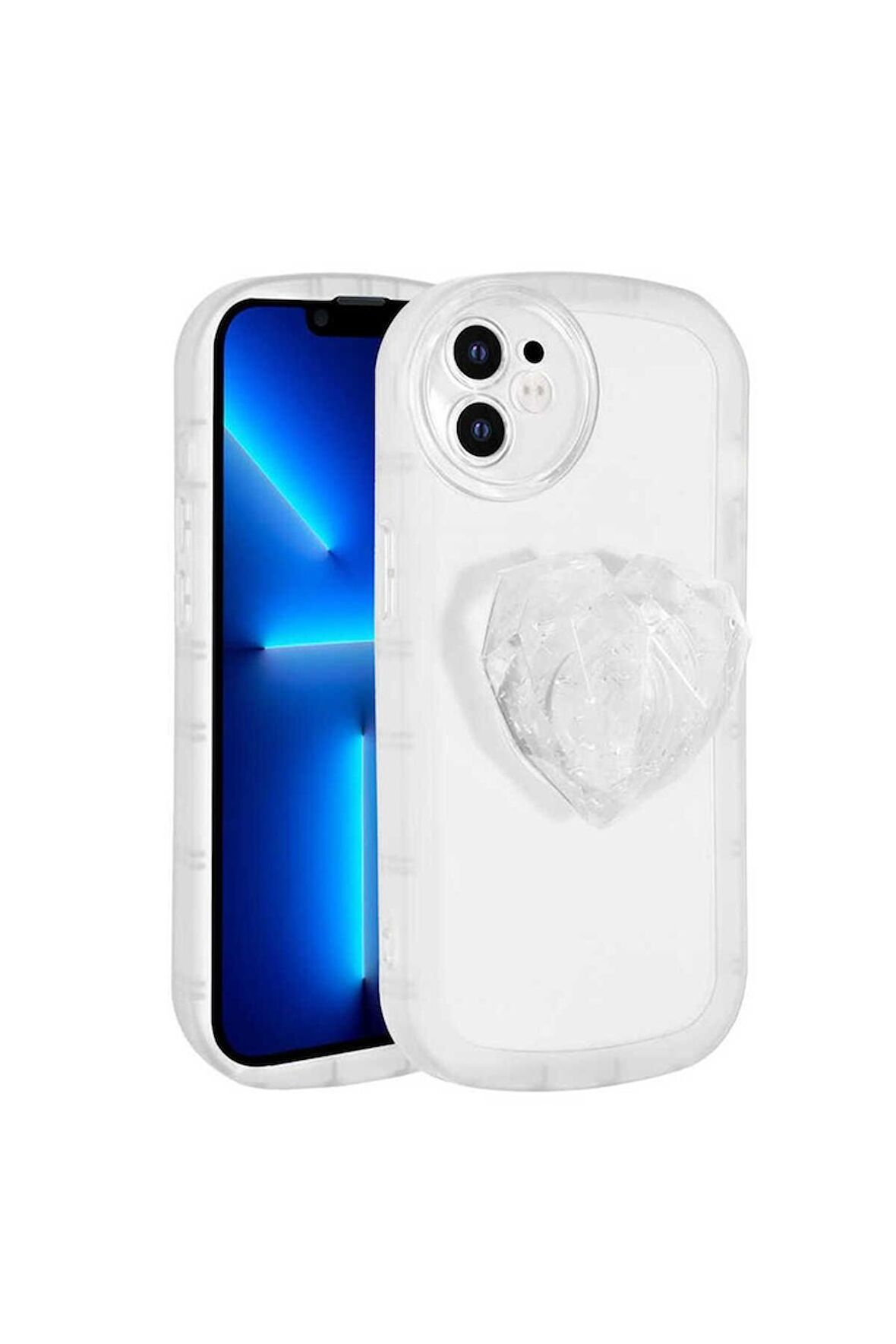 Apple iPhone 11 Uyumlu Kılıf Kamera Korumalı Pop Soketli Renkli Ofro Kapak Beyaz