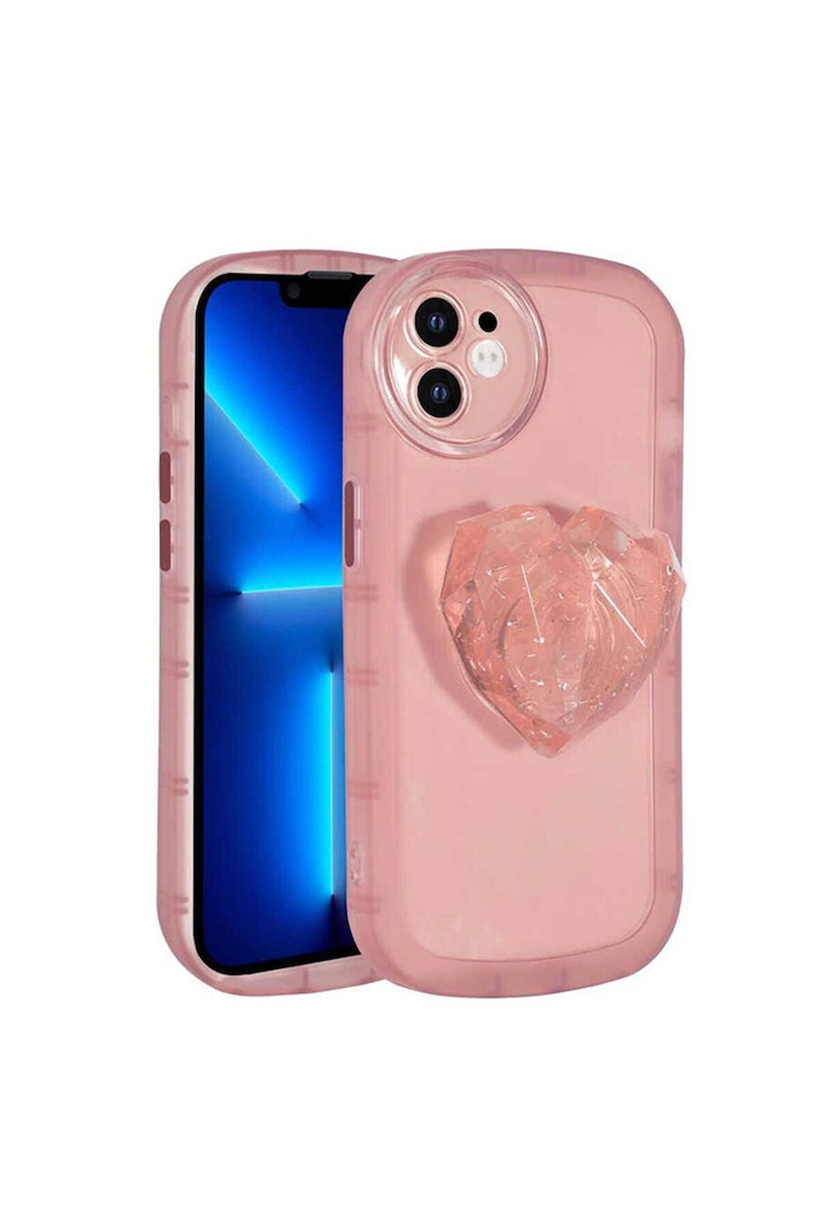 Apple iPhone 11 Uyumlu Kılıf Kamera Korumalı Pop Soketli Renkli Ofro Kapak Pembe