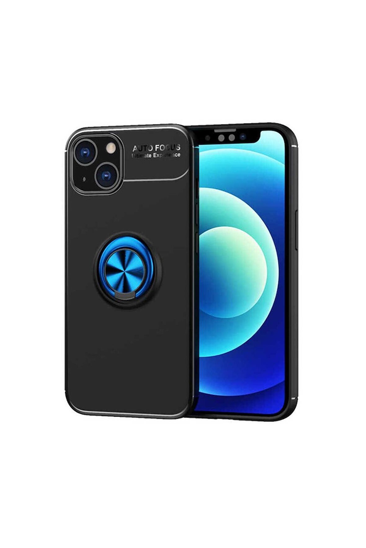 Apple iPhone 14 Uyumlu Kılıf Ravel Silikon Kapak Siyah-Mavi
