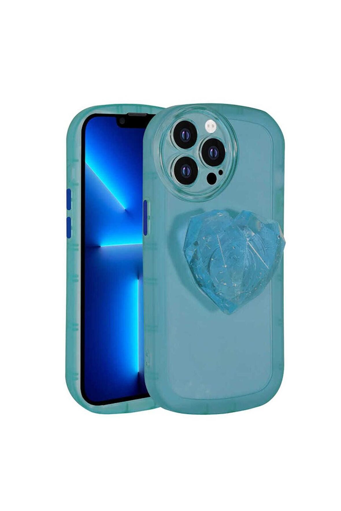 Apple iPhone 12 Pro Uyumlu Kılıf Kamera Korumalı Pop Soketli Renkli Ofro Kapak Mavi