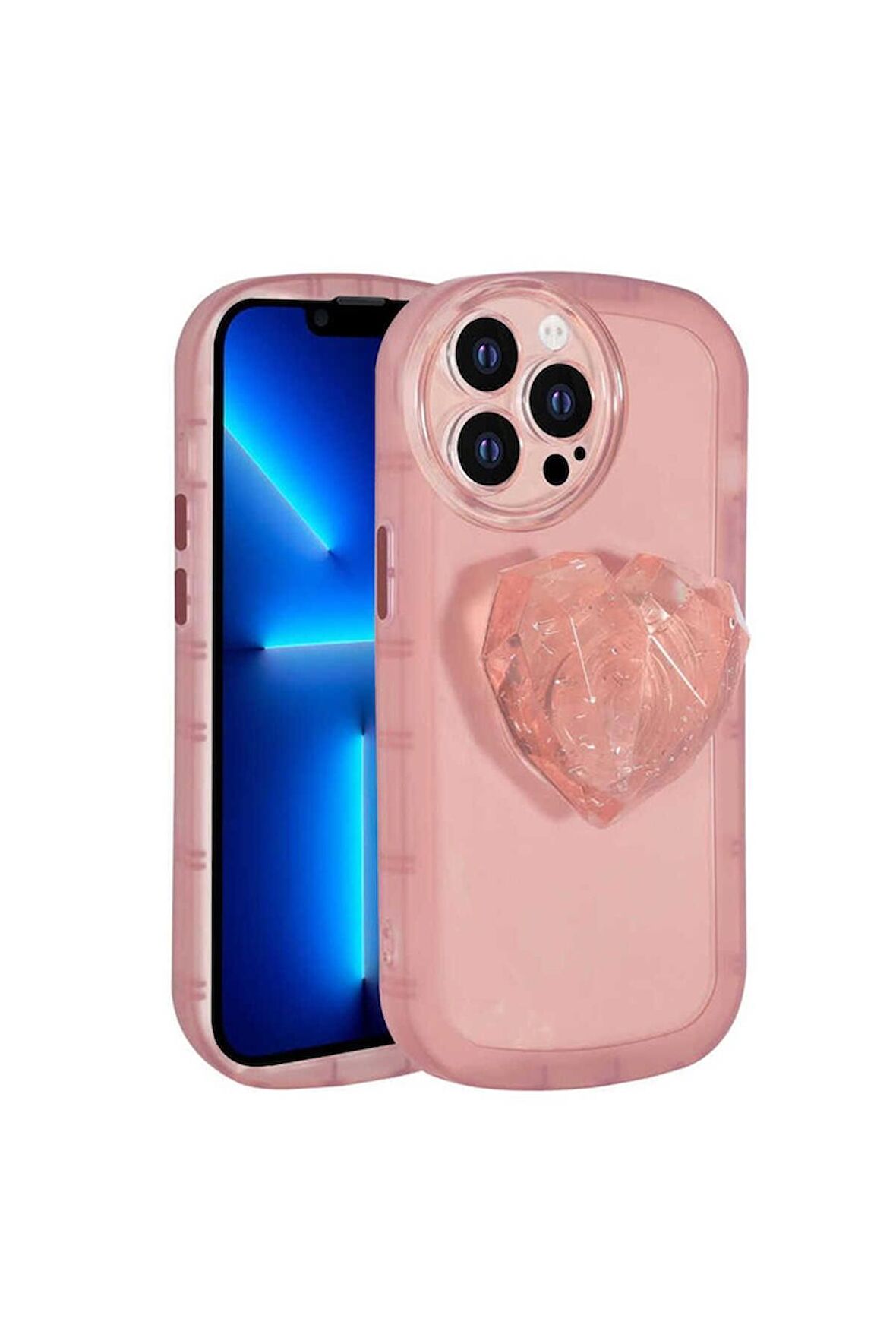Apple iPhone 12 Pro Uyumlu Kılıf Kamera Korumalı Pop Soketli Renkli Ofro Kapak Pembe