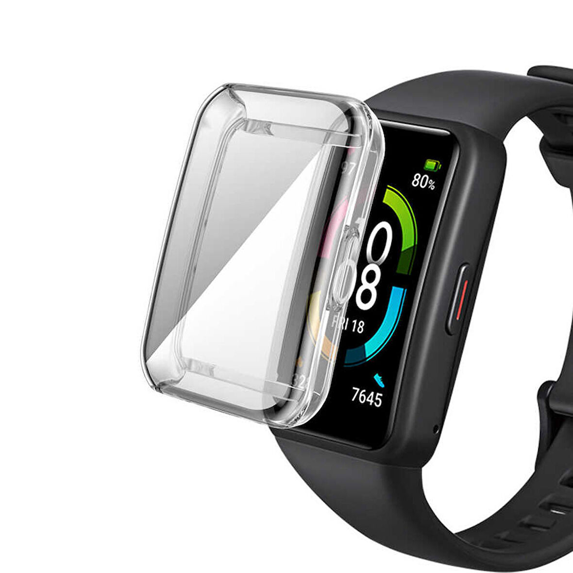 Huawei Band 6 Uyumlu Kasa Koruyucu Silikon Darbe Emici Tam Koruma Silikon Koruyucu Gard 09 Renksiz
