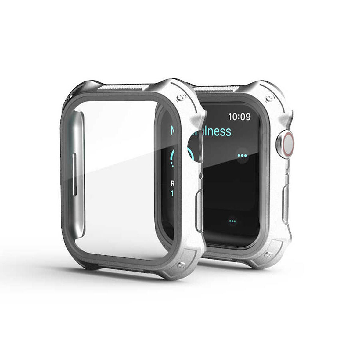 Apple Watch 7 41mm Uyumlu Tank Zırh Kasa ve Ekran Koruyucu Watch Gard 10 Gümüş