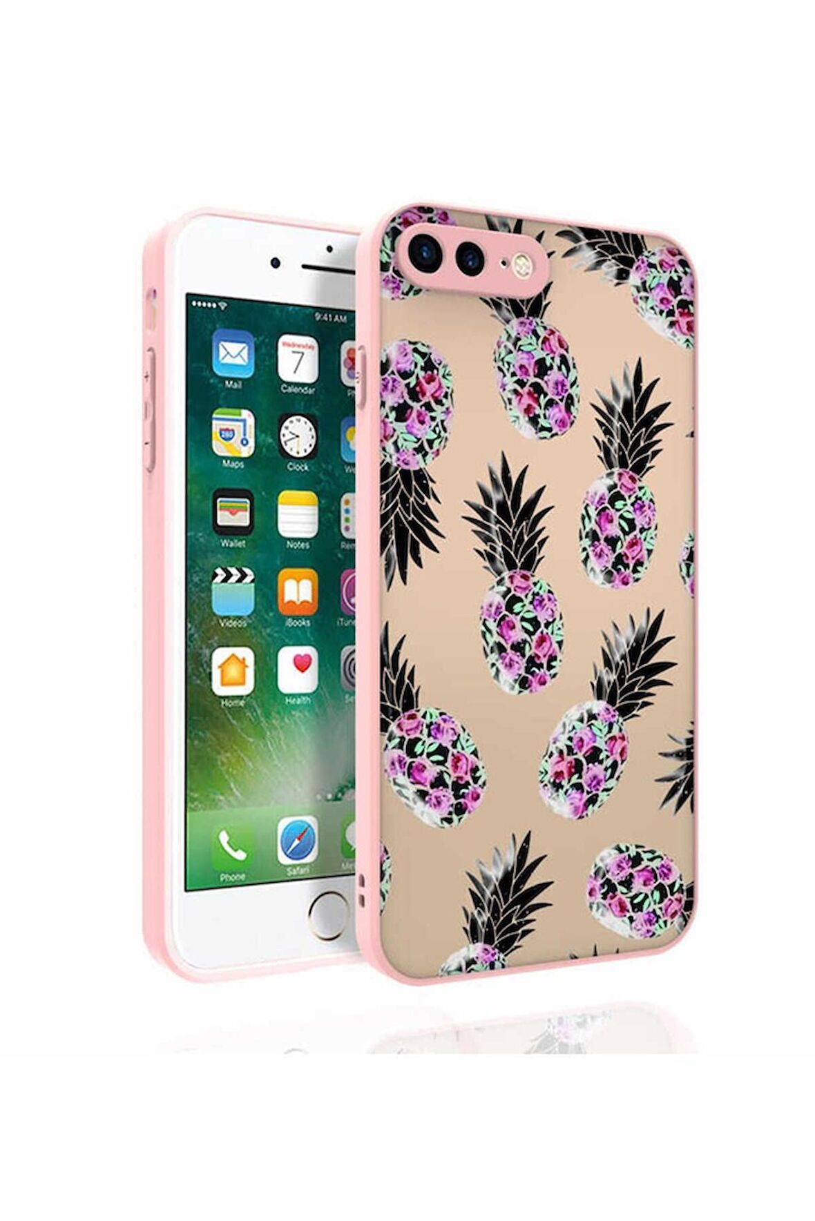 Apple iPhone 8 Plus Uyumlu Kılıf Desenli Kamera Korumalı Parlak Nora Kapak NO1