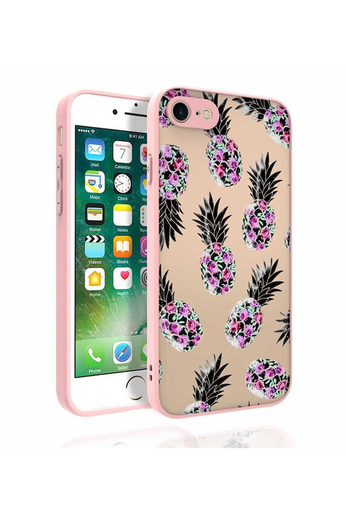 Apple iPhone SE 2020 Uyumlu Kılıf Desenli Kamera Korumalı Parlak Nora Kapak NO1