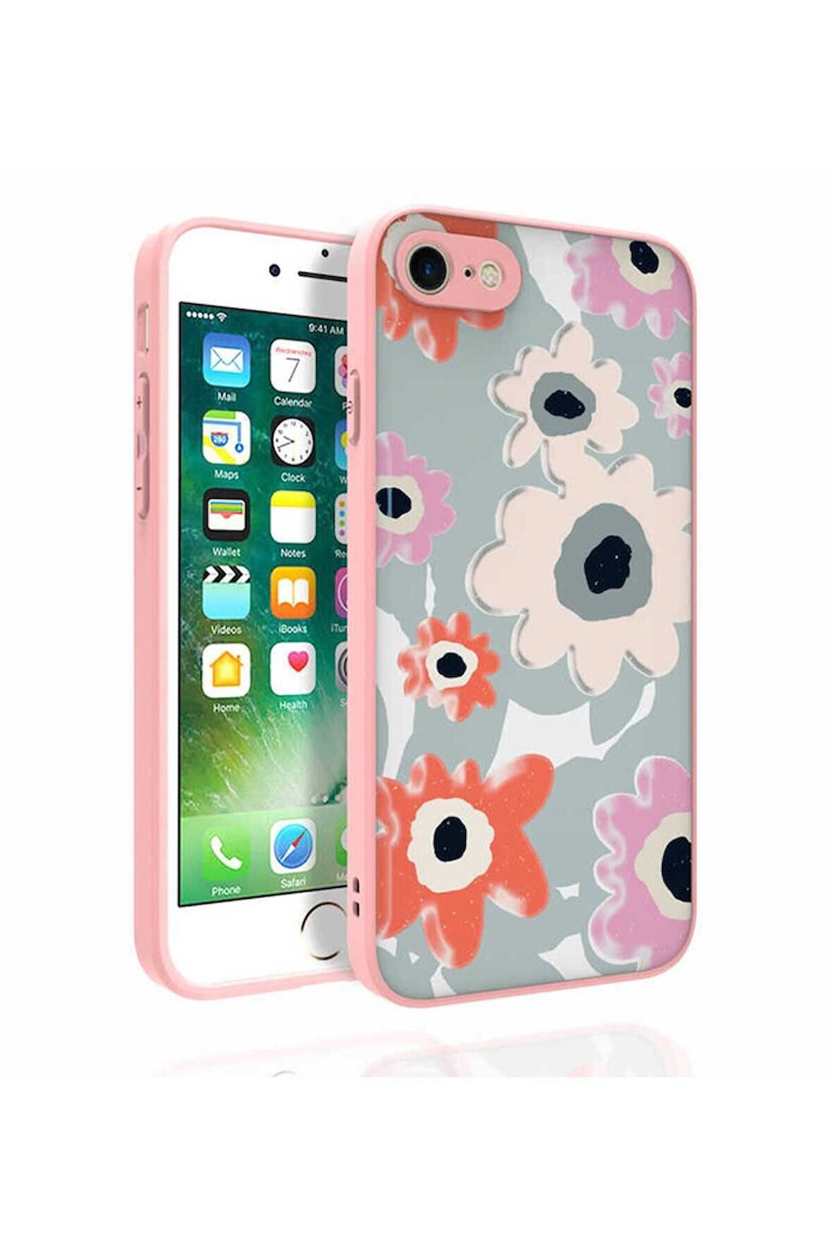 Apple iPhone SE 2022 Uyumlu Kılıf Desenli Kamera Korumalı Parlak Nora Kapak NO5