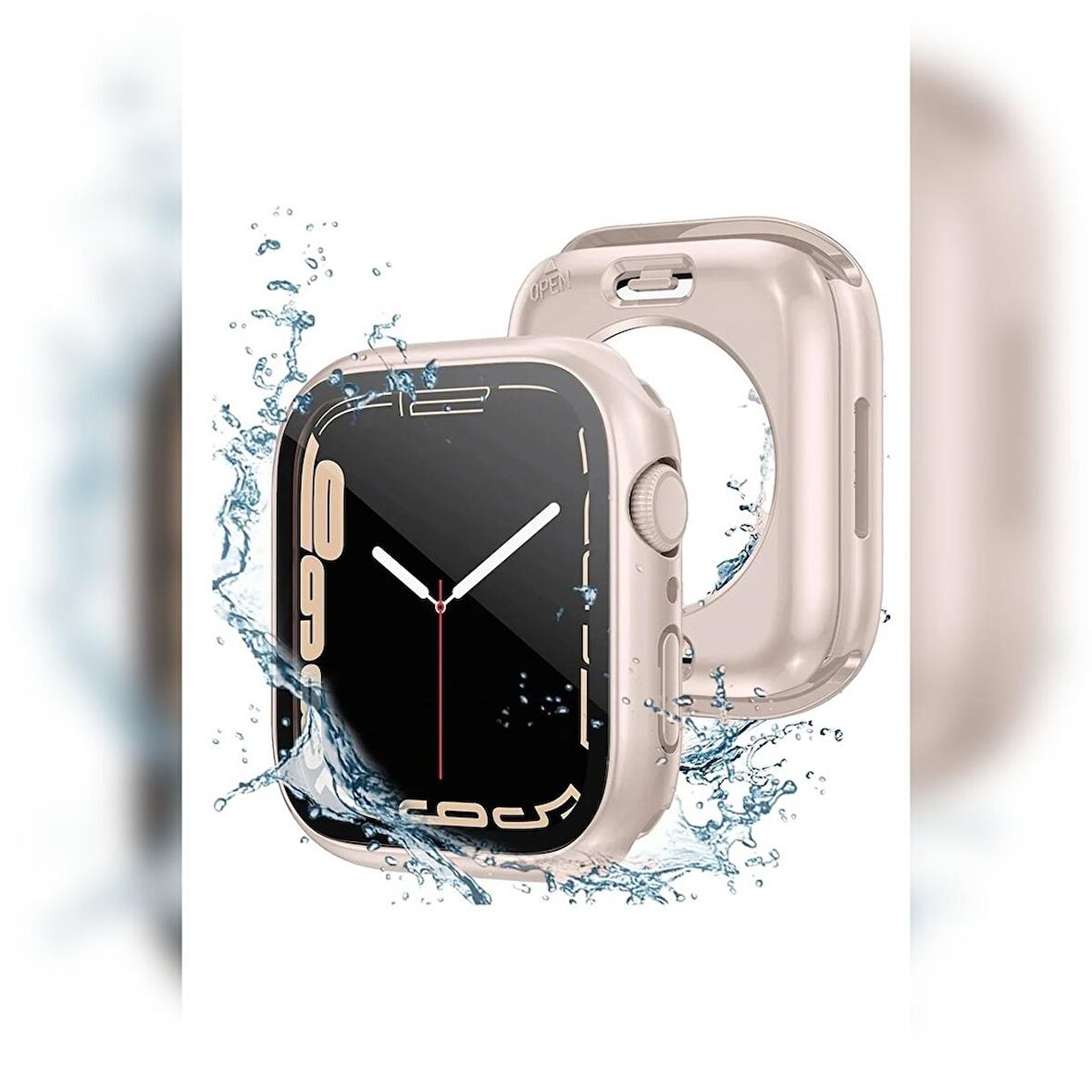 Apple Watch 41 Mm Uyumlu Kasa Ve Ekran Koruyucu Su Geçirmez 360 Tam Koruma Sert Pc Kapak Pembe
