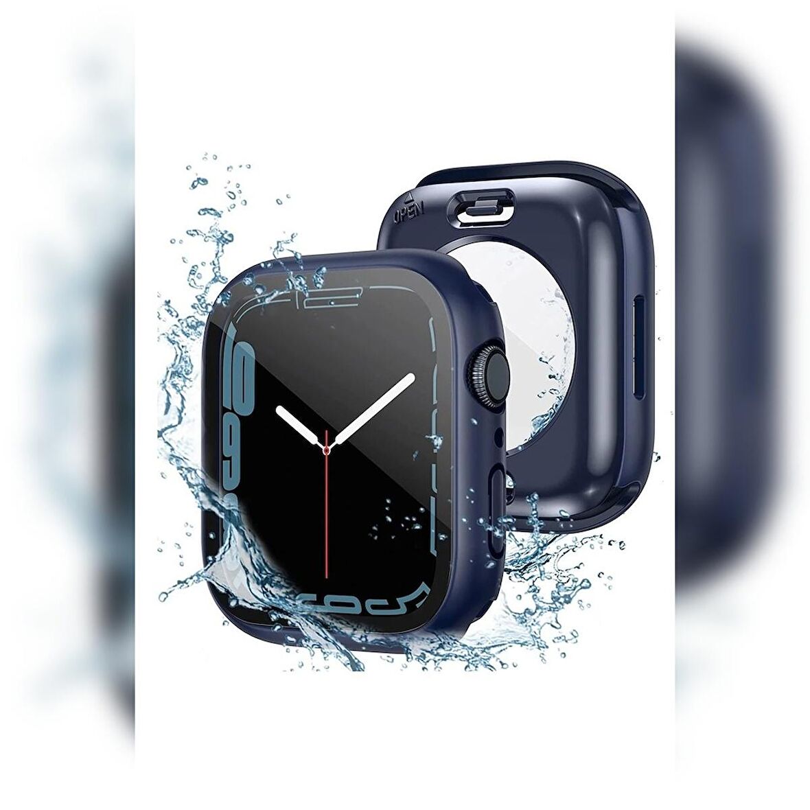 Apple Watch 41 Mm Uyumlu Kasa Ve Ekran Koruyucu Su Geçirmez 360 Tam Koruma Sert Pc Kapak Lacivert