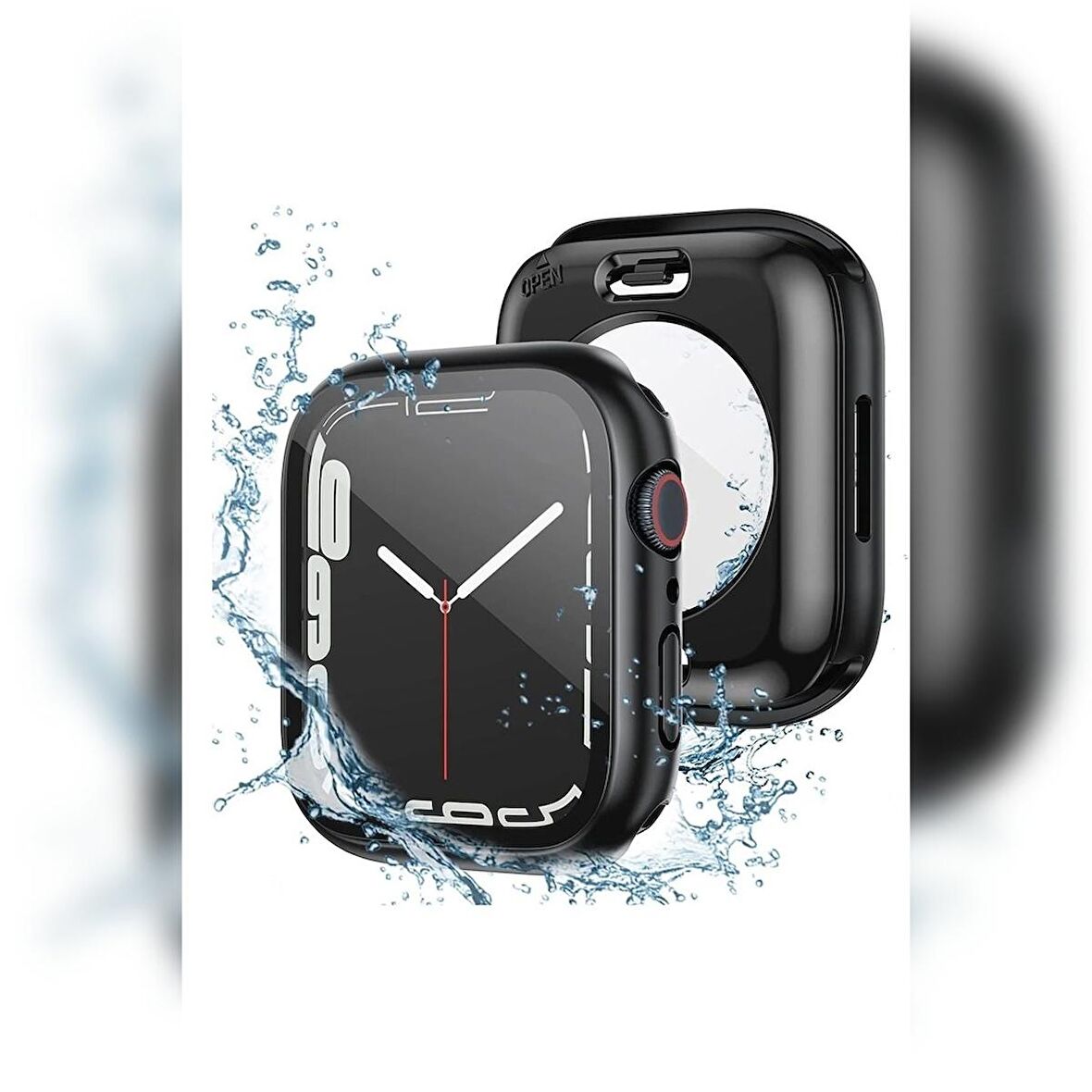 Apple Watch 44 Mm Uyumlu Kasa Ve Ekran Koruyucu Su Geçirmez 360 Tam Koruma Sert Pc Kapak Siyah