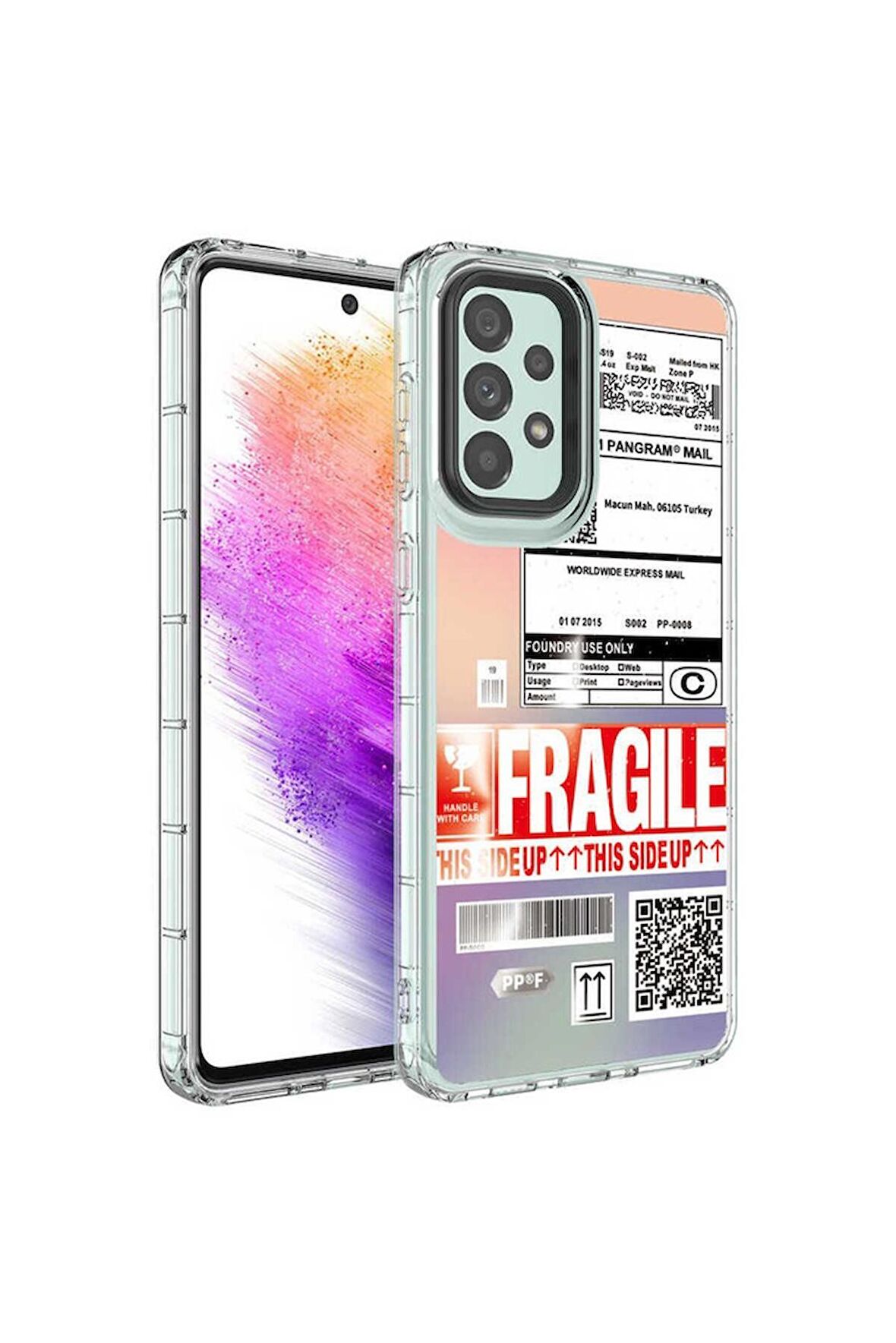 Samsung Galaxy A13 4G Uyumlu Kılıf Kamera Korumalı Renkli Desenli Sert Silikon Korn Kapak NO5